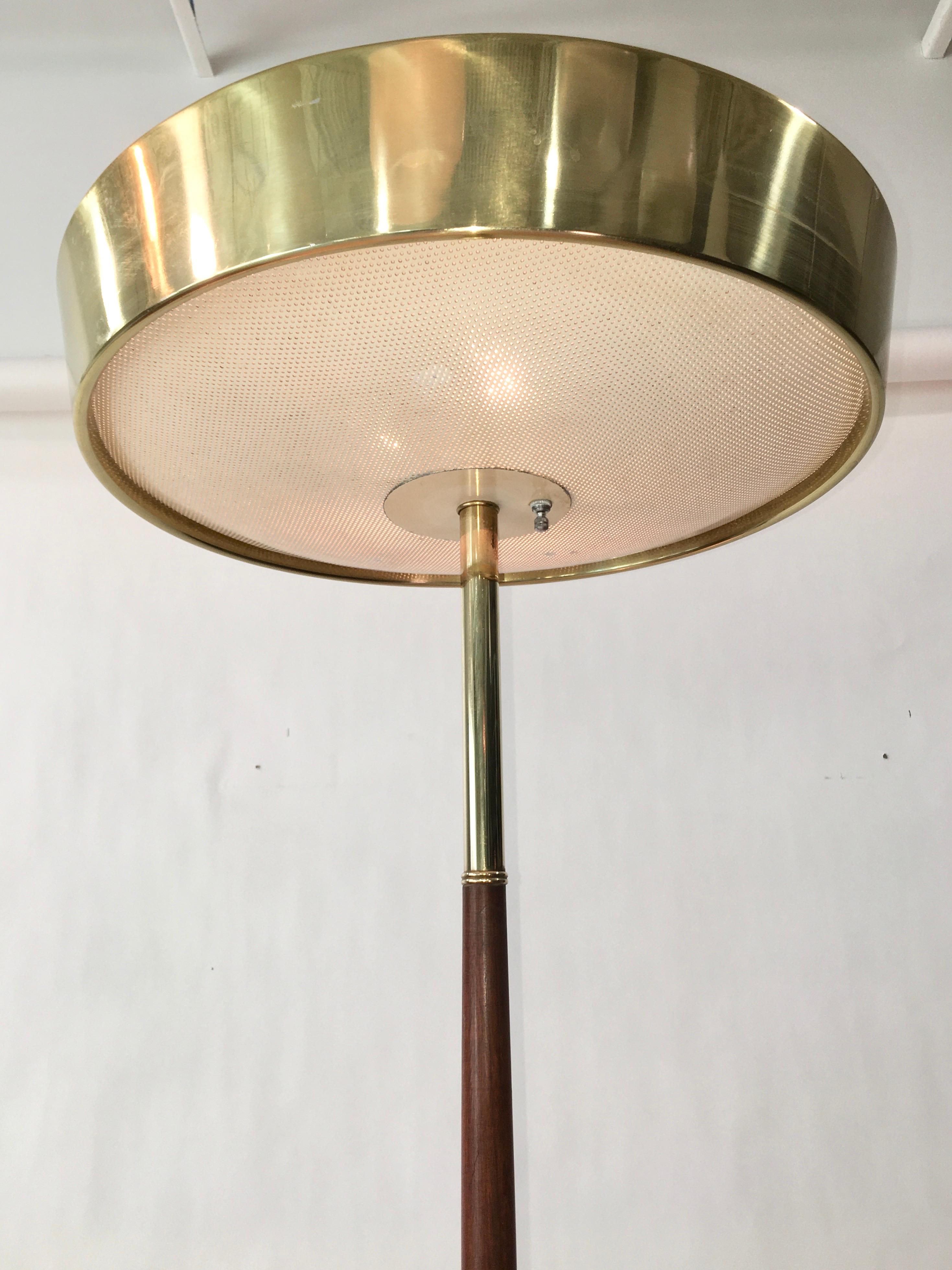 Aluminum Stiffel Brass and Walnut Floor Lamp