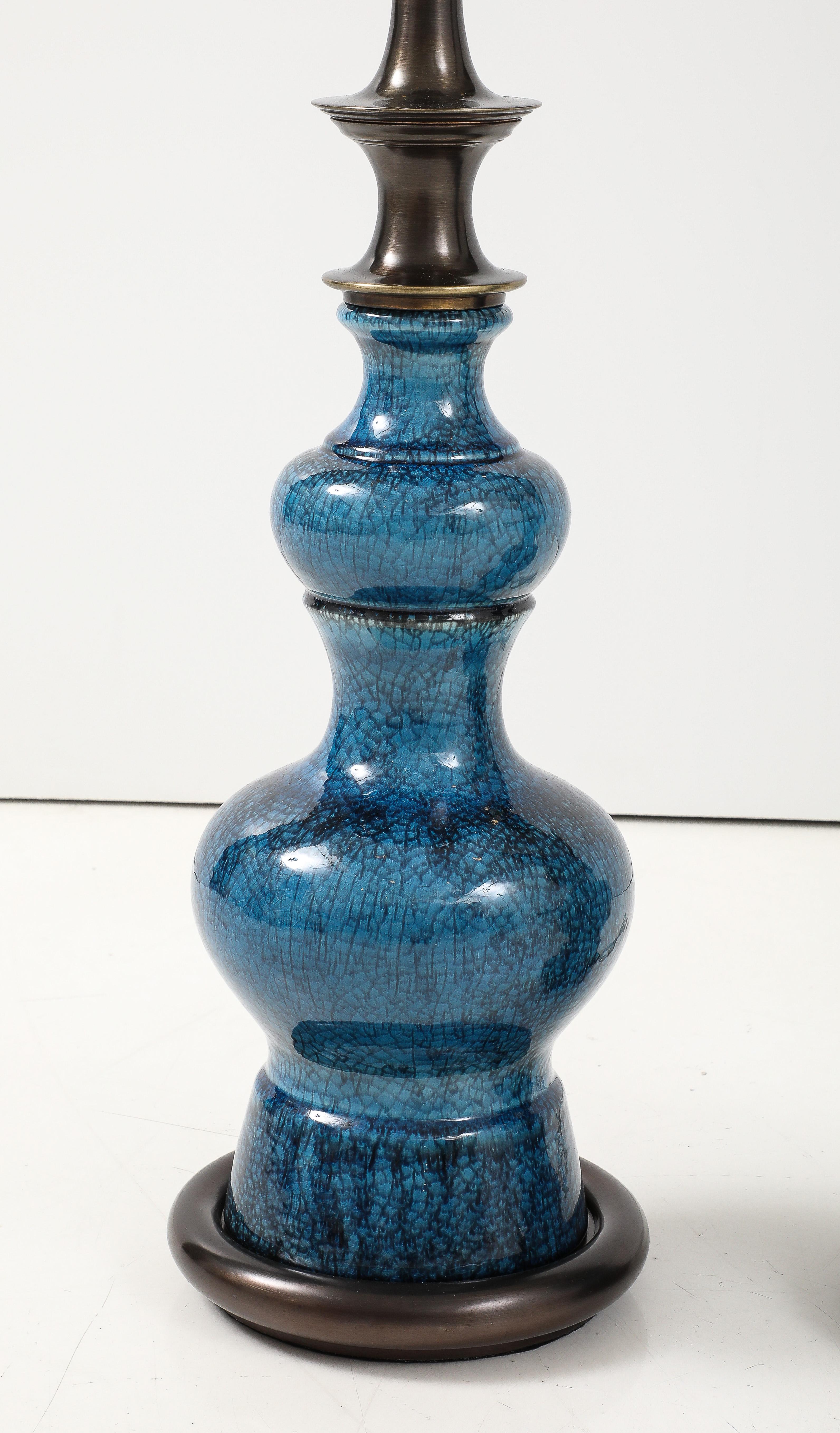 Stiffel Bronce, Lámparas de Porcelana Azul en venta 5
