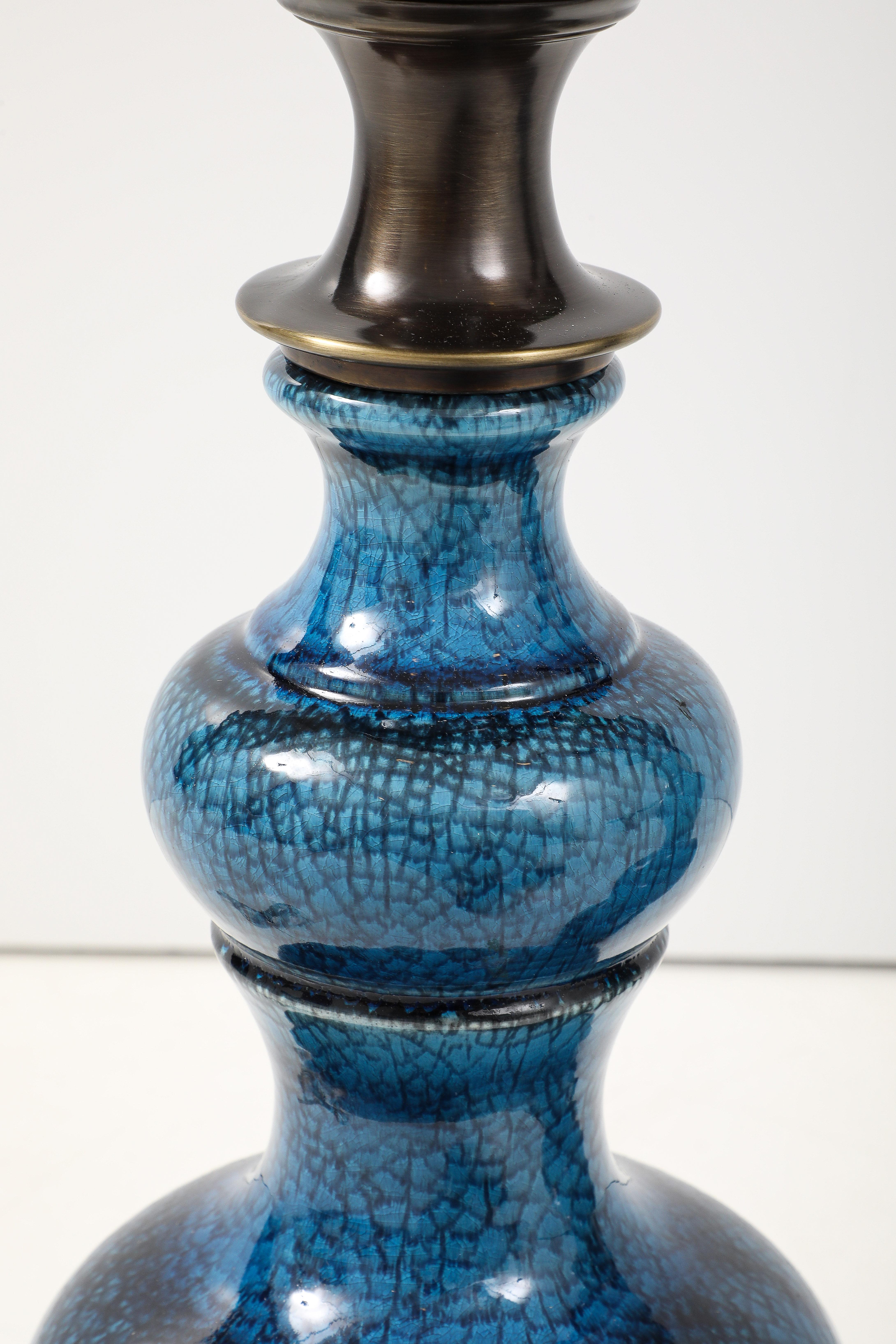 Stiffel Bronce, Lámparas de Porcelana Azul en venta 6