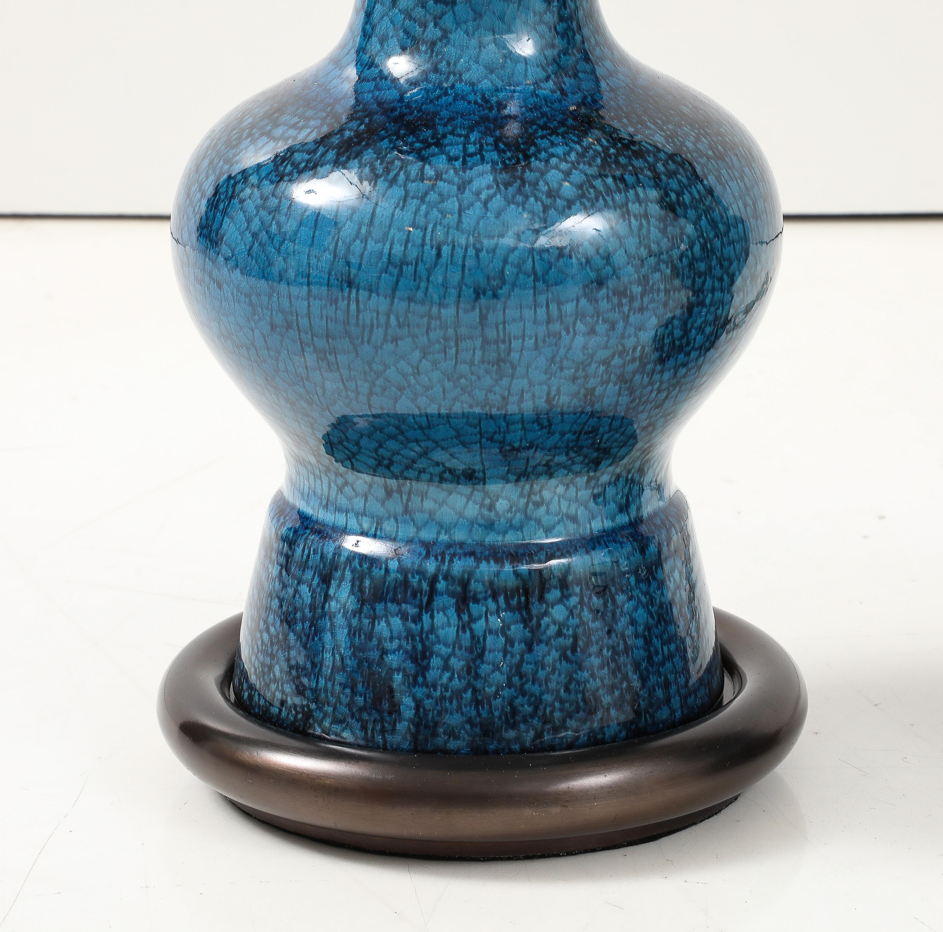 Stiffel Bronce, Lámparas de Porcelana Azul en venta 7
