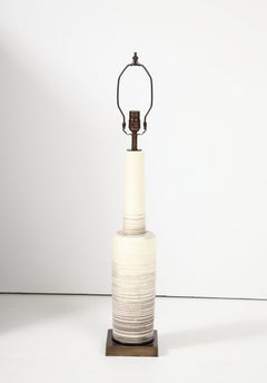 Stiffel Bronze, Bone Crackle Glazed Lamps