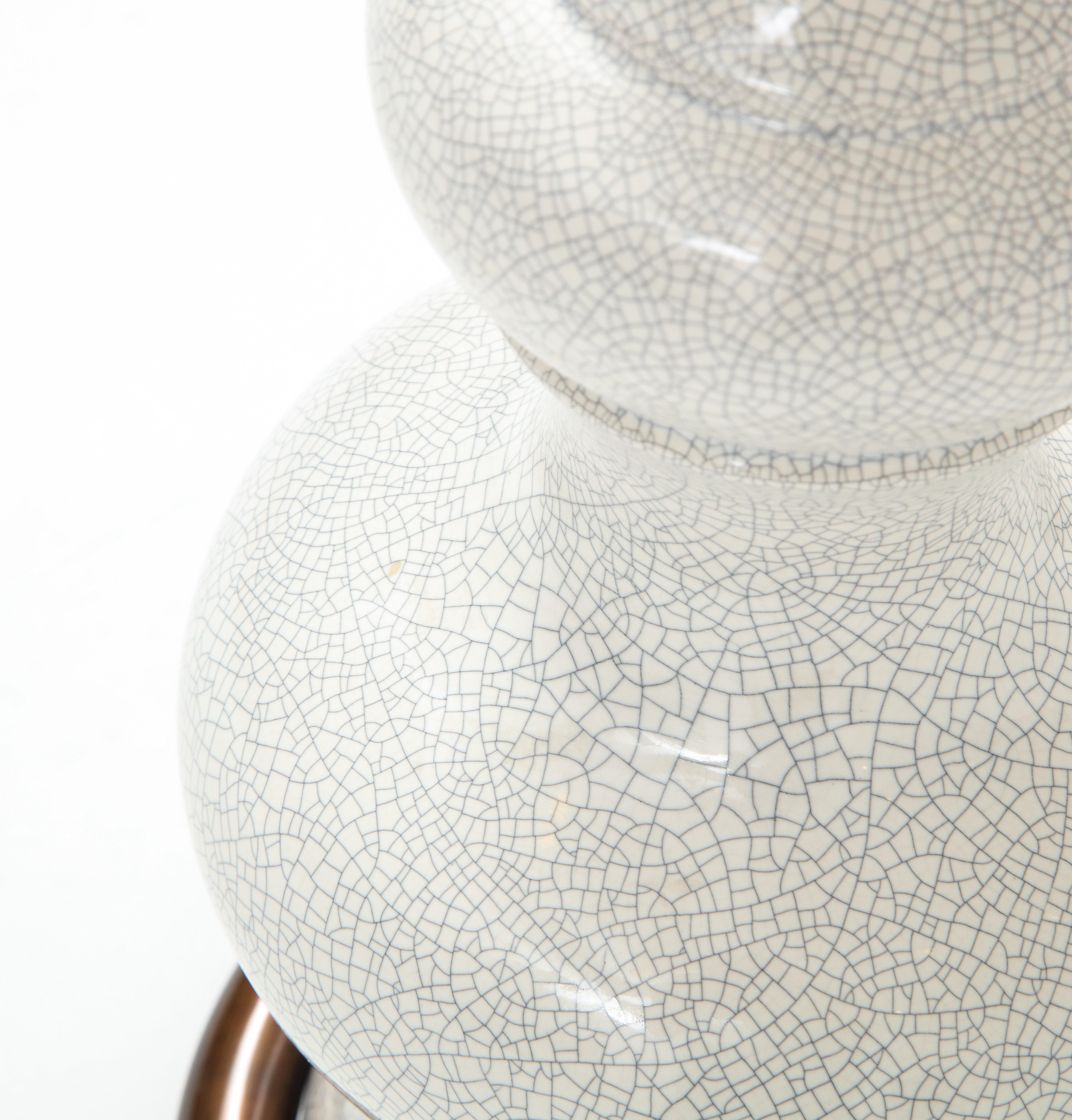 Stiffel Bronze, Crackled Porcelain Lamps For Sale 2