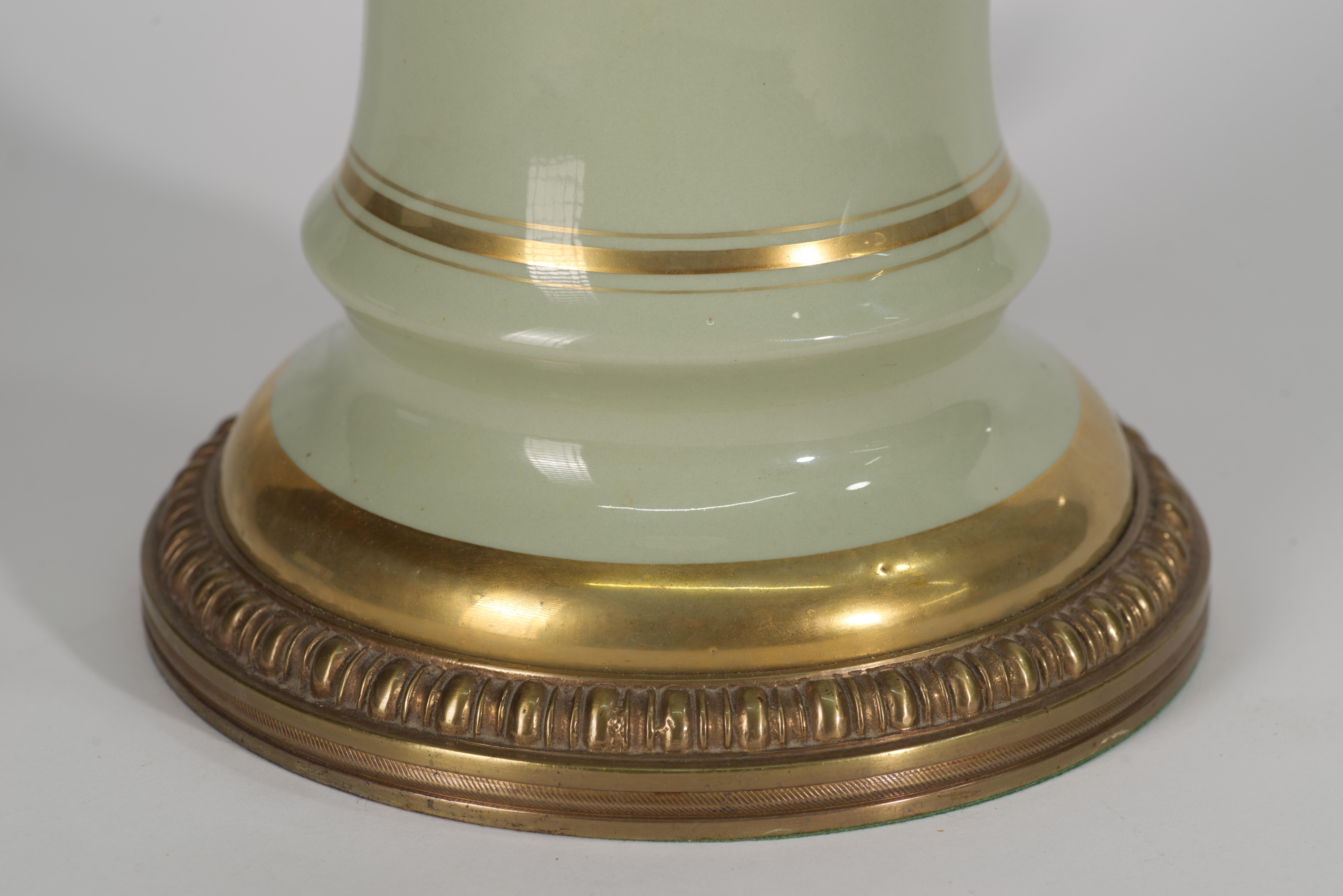 Lampe Stiffel céladon vert et laiton dans le style de Parzinger en vente 2