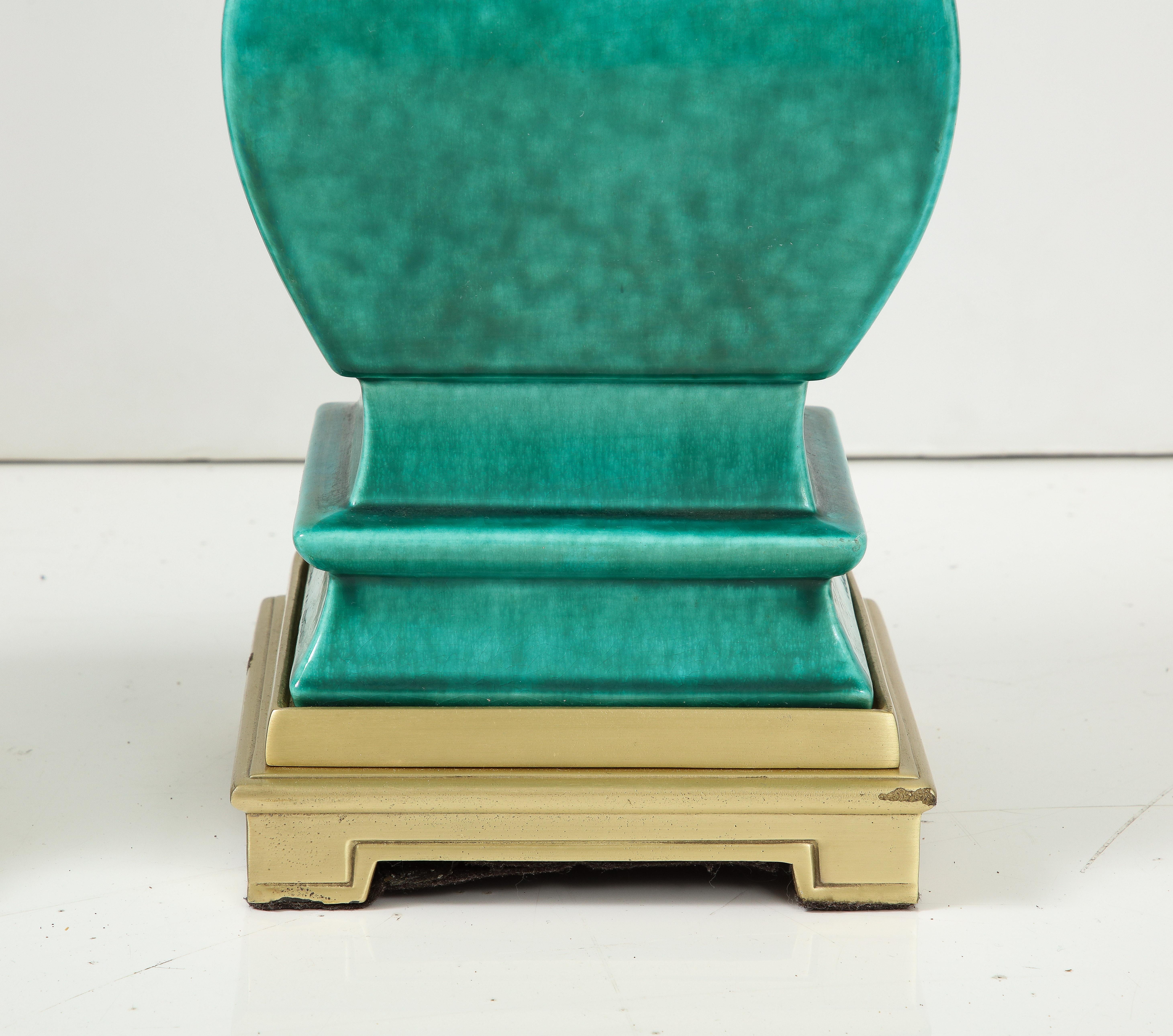 Stiffel Emerald Green Porcelain Midcentury Lamps 6
