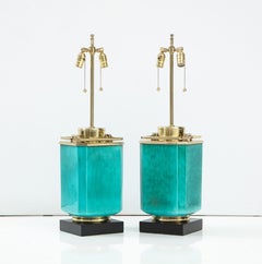 Stiffel Emerald Porcelain Statement Lamps