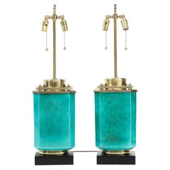 Vintage Stiffel Emerald Porcelain Statement Lamps