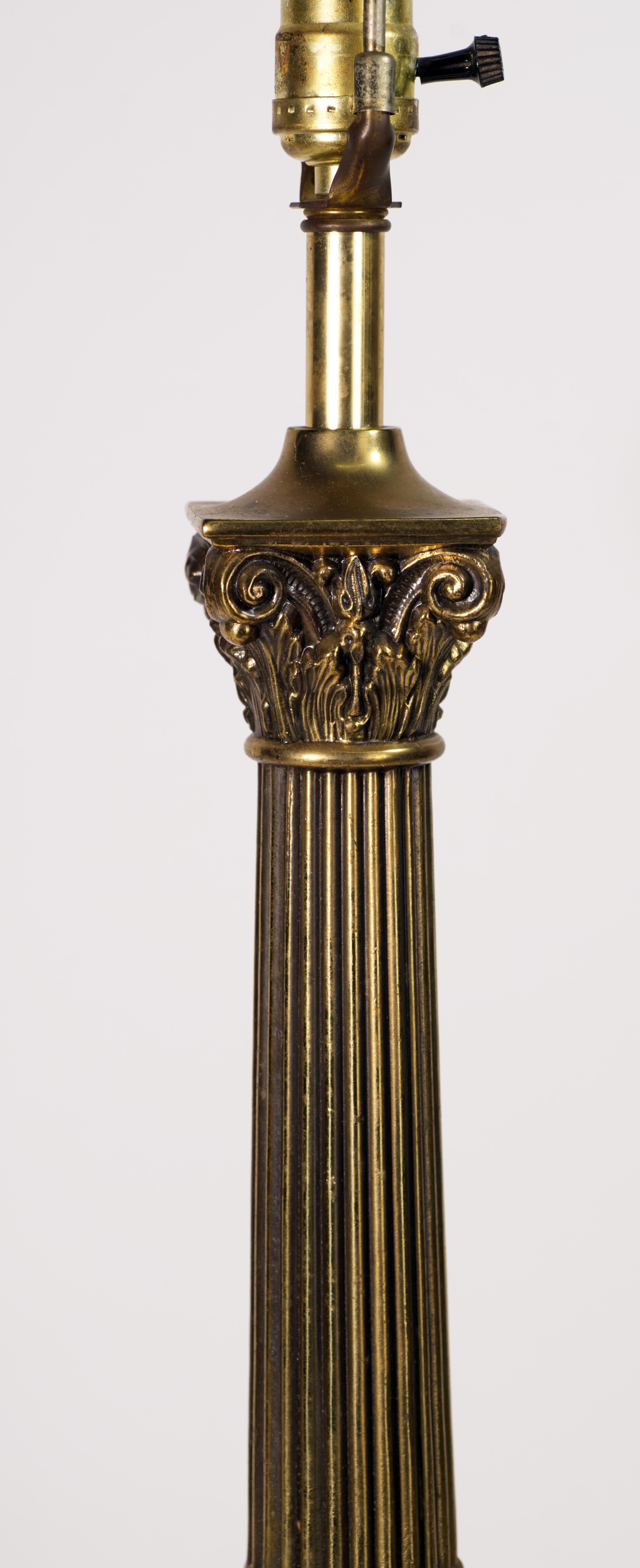 Stiffel Hollywood Regency Obelisk Table Lamp, Brass and Marble For Sale 1
