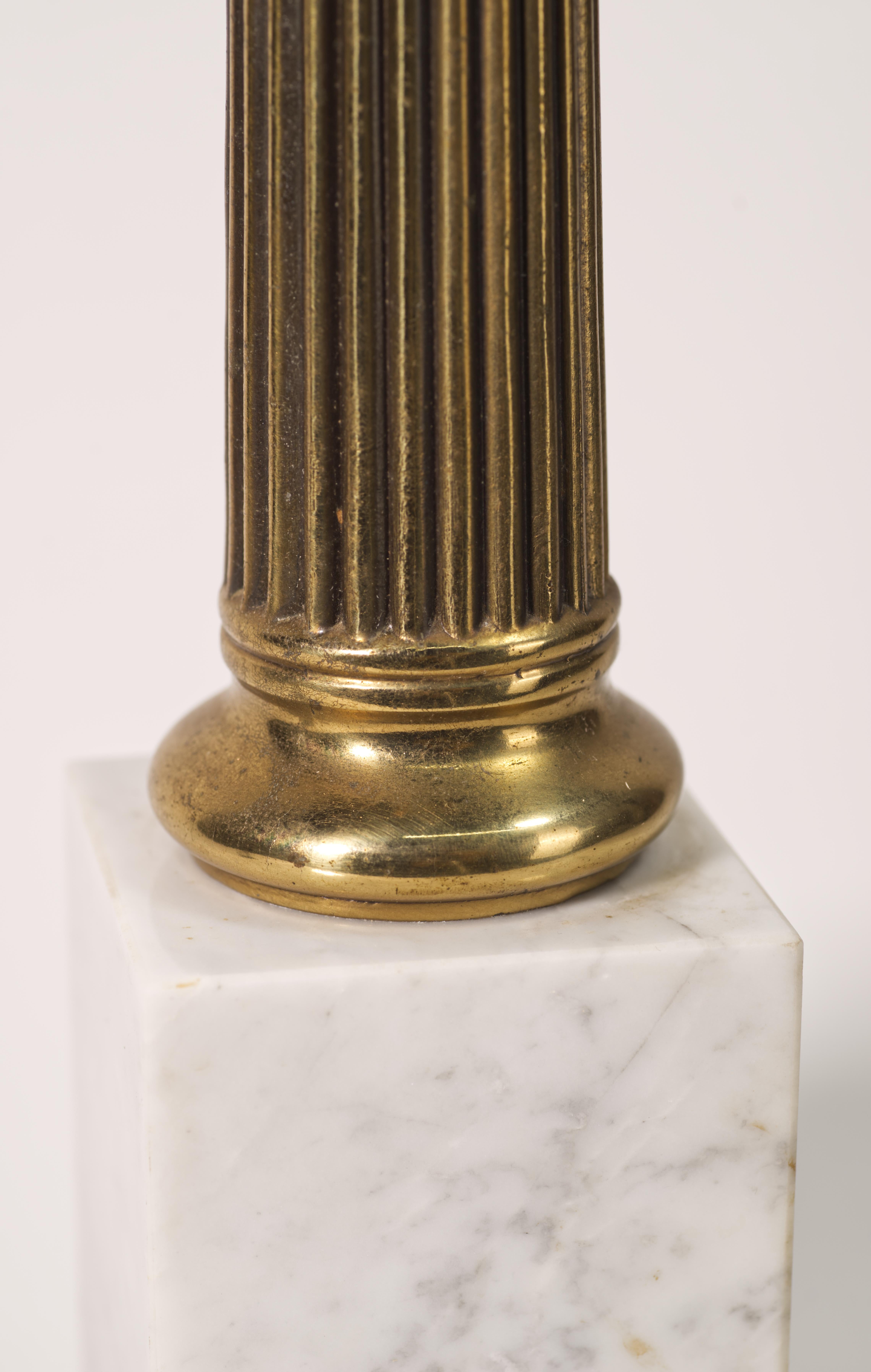 Stiffel Hollywood Regency Obelisk Table Lamp, Brass and Marble For Sale 3