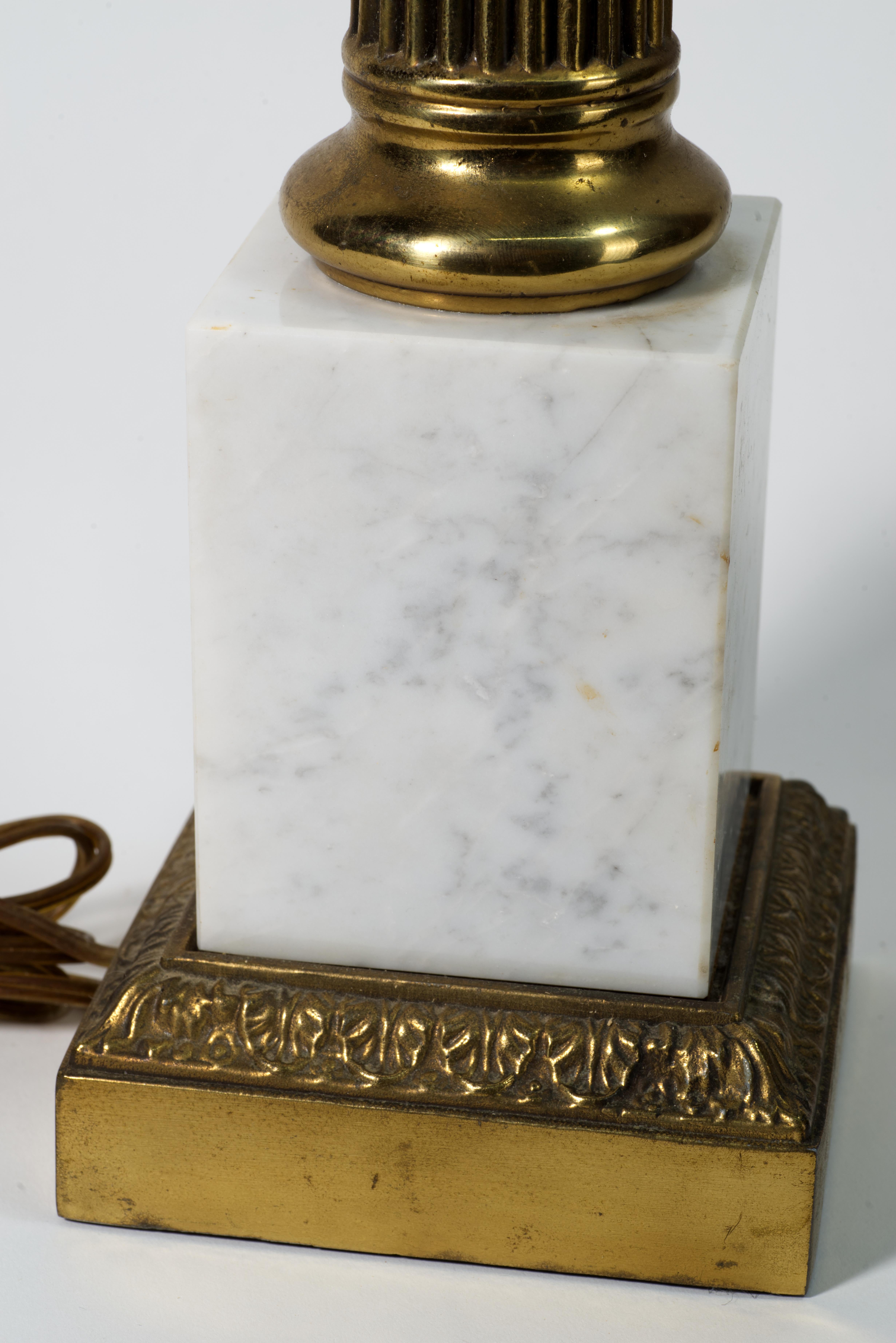 Stiffel Hollywood Regency Obelisk Table Lamp, Brass and Marble For Sale 4