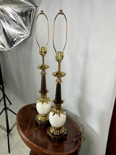 Stiffel Hollywood Regency Ostrich Egg Lamps, a Pair