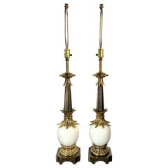 Stiffel Hollywood Regency Ostrich Egg Lamps, a Pair