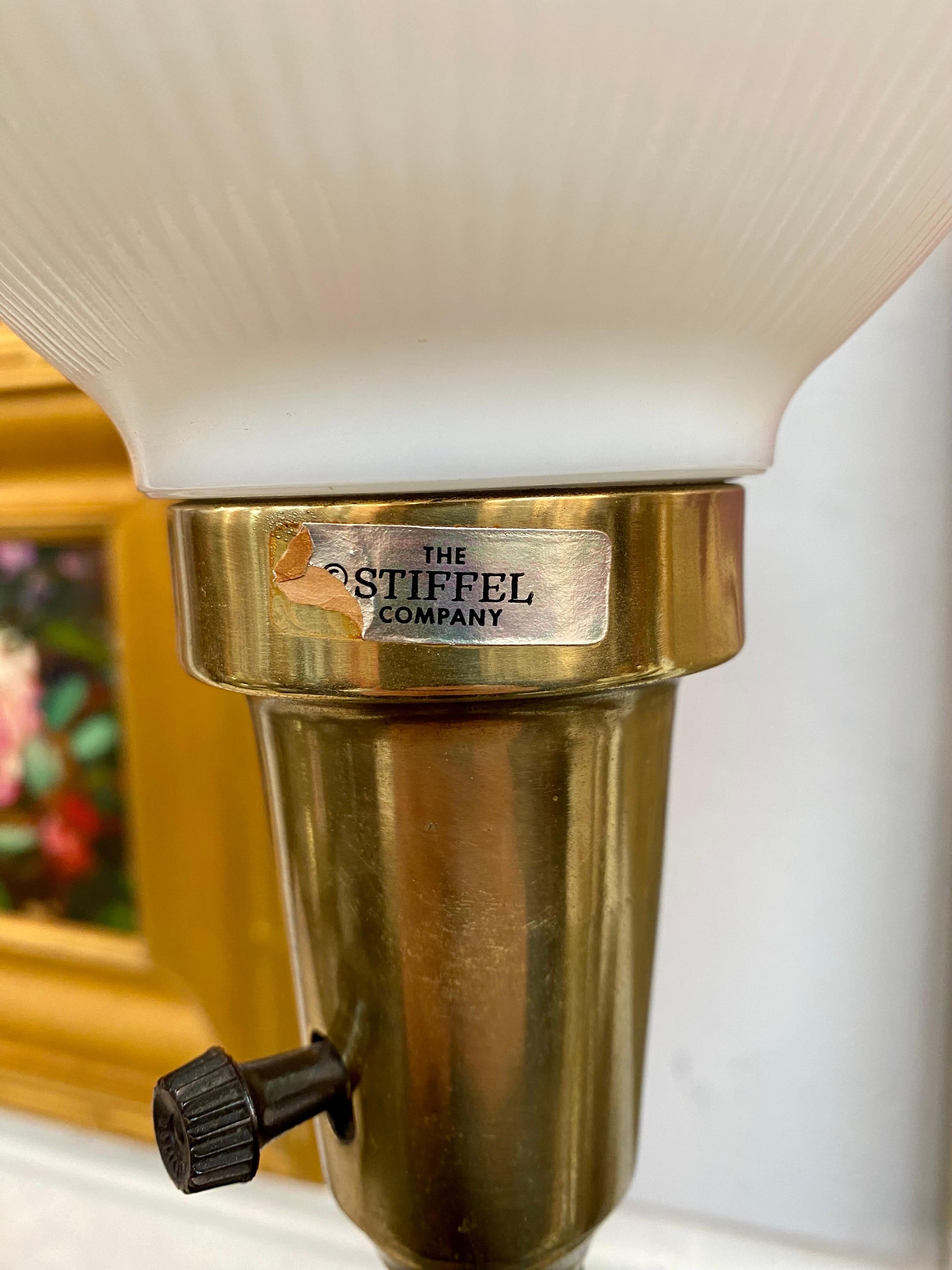 Stiffel Hollywood Regency Style Brass & Ebony with Lion Head Table Lamp For Sale 3