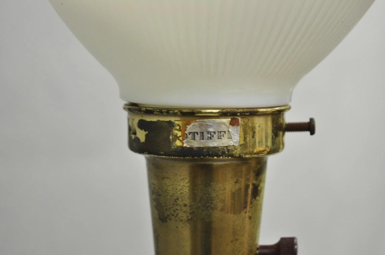 20th Century Stiffel Hollywood Regency Tall Crackle Glazed Ceramic & Brass Table Lamps a Pair For Sale