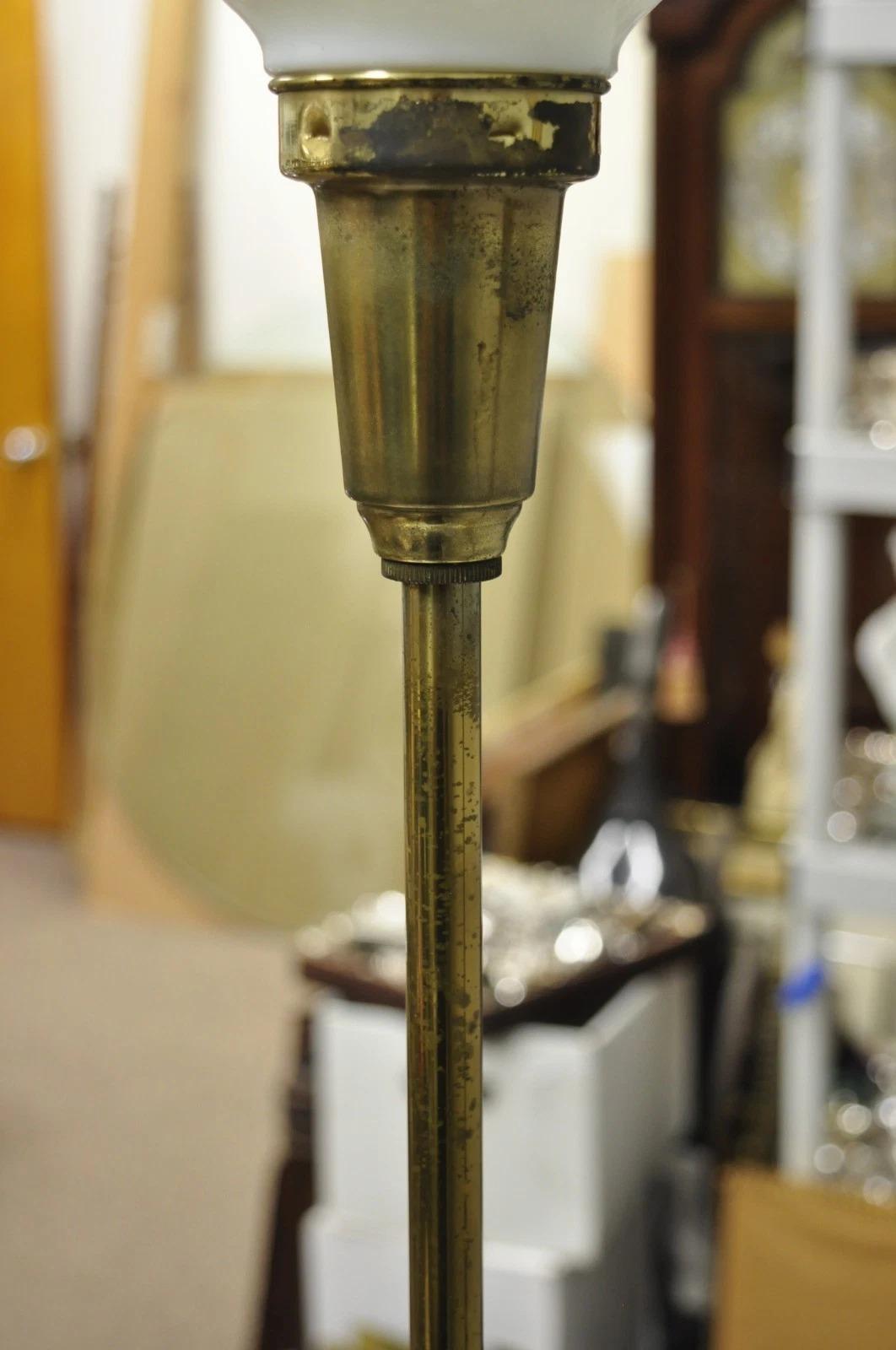 Stiffel Hollywood Regency Tall Crackle Glazed Ceramic & Brass Table Lamps a Pair For Sale 4