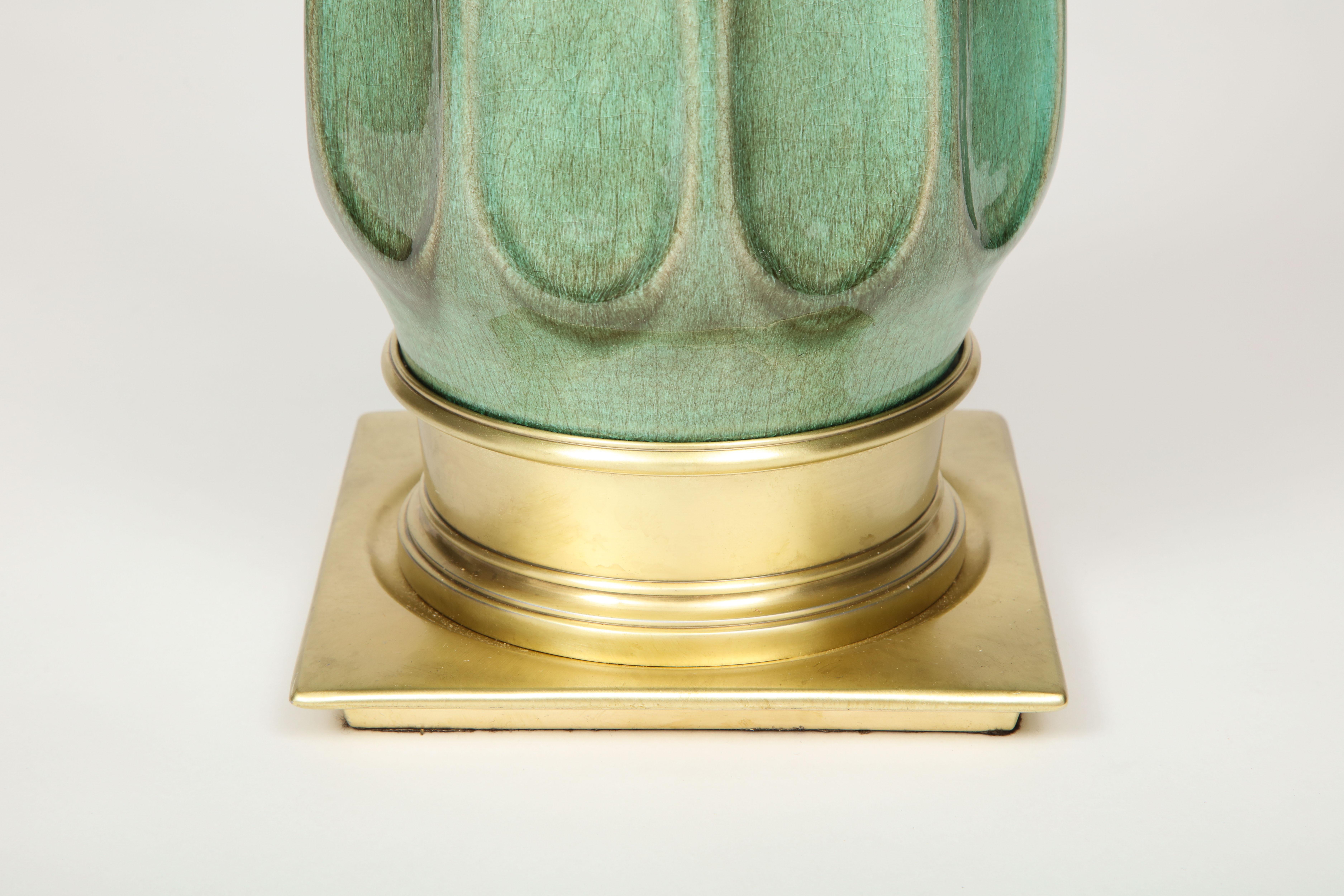 Stiffel Jade Green Porcelain Lamps For Sale 3
