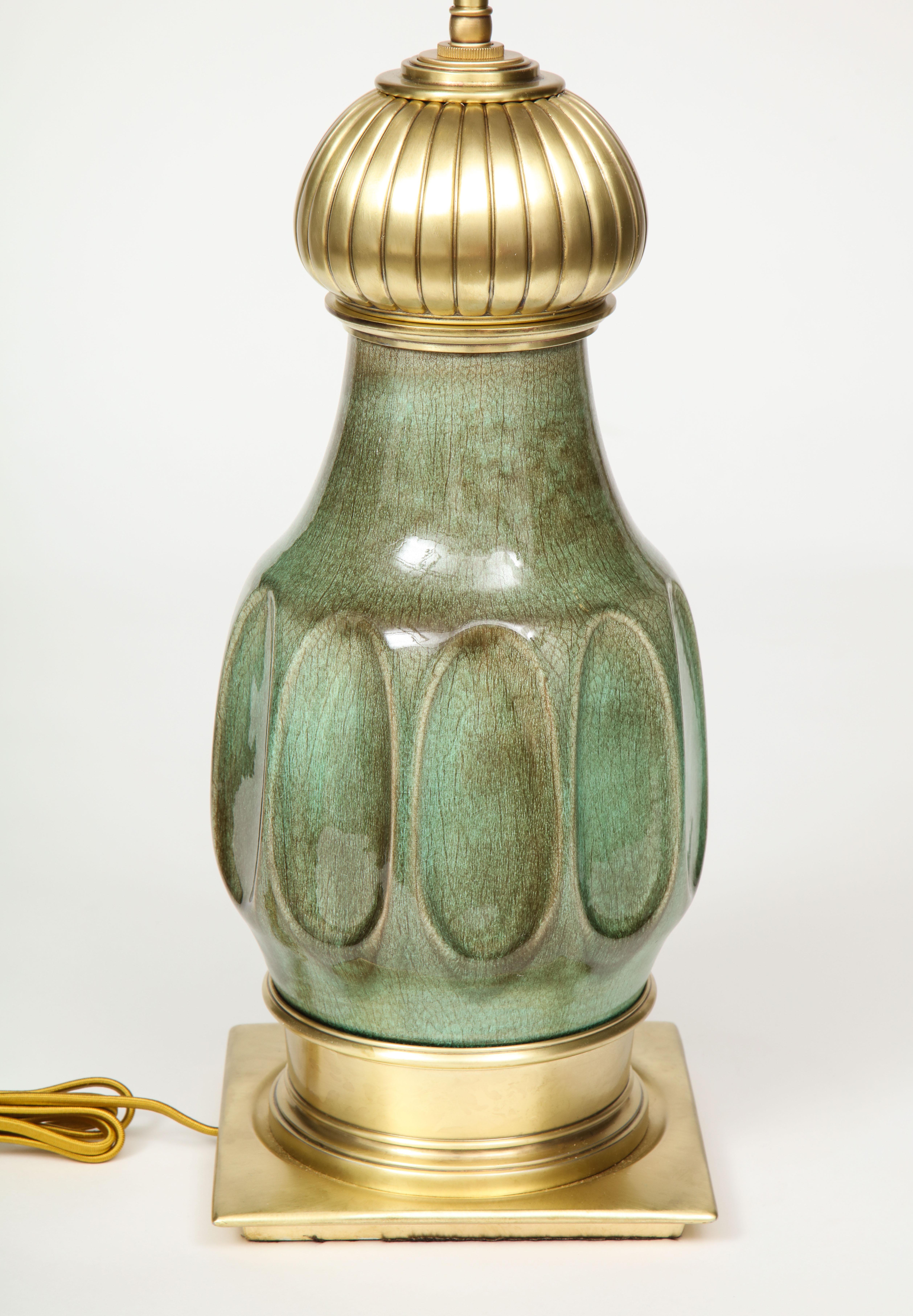 Lampes en porcelaine vert jade Stiffel Bon état - En vente à New York, NY