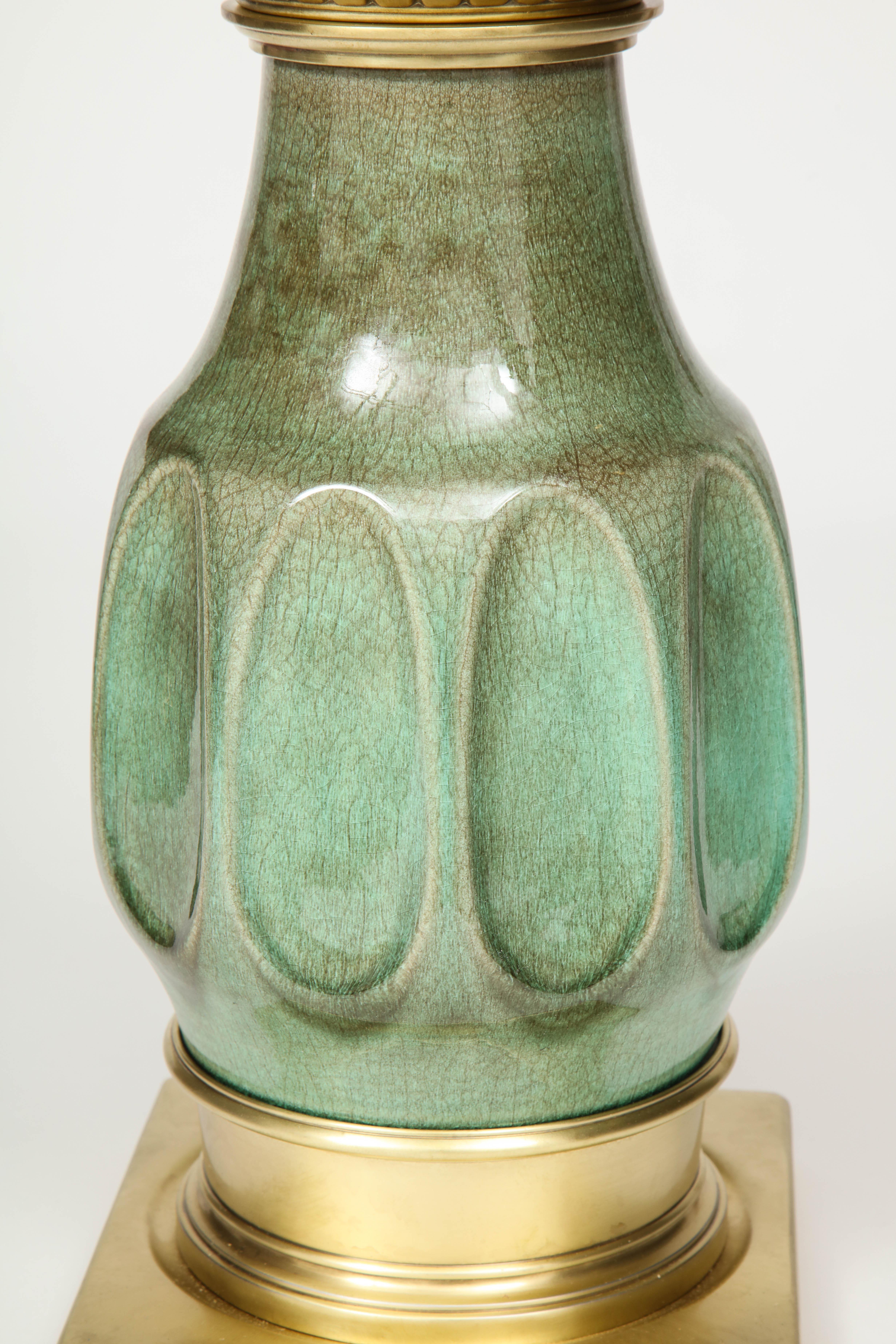 Stiffel Jade Green Porcelain Lamps 1