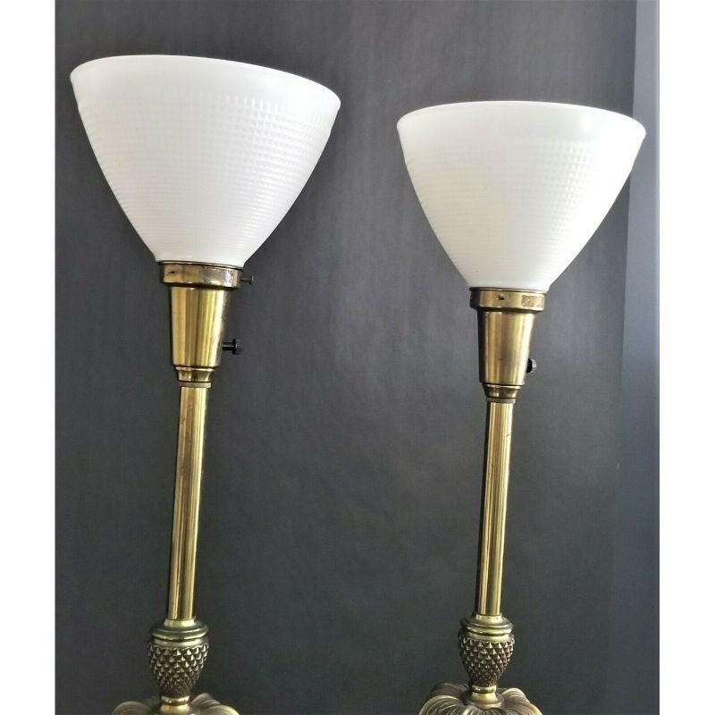 Unknown Stiffel Lenox Obelisk Torchier Porcelain and Brass Table Lamps For Sale
