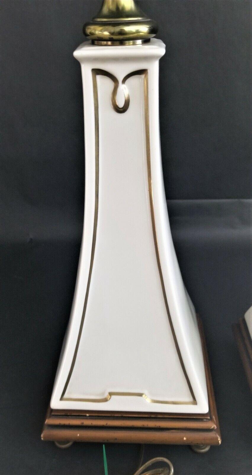 Stiffel Lenox Obelisk Torchier Porcelain and Brass Table Lamps 3