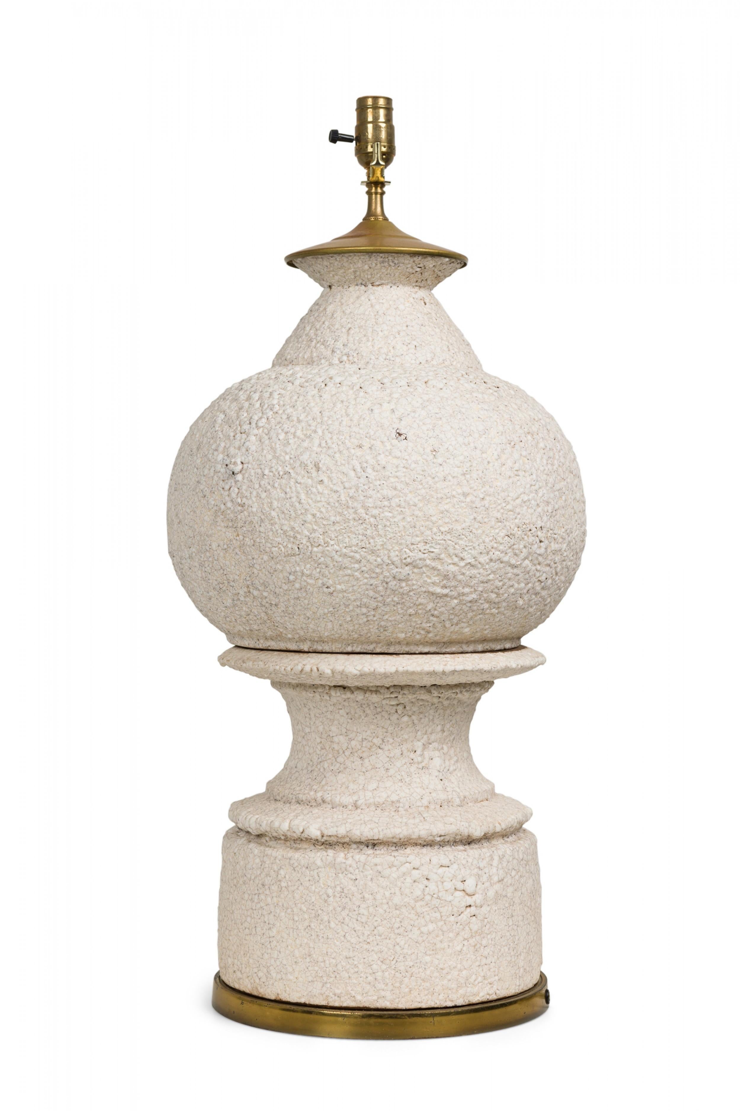 Stiffel Midcentury American Ceramic White Lava Glaze Table Lamp For Sale 2