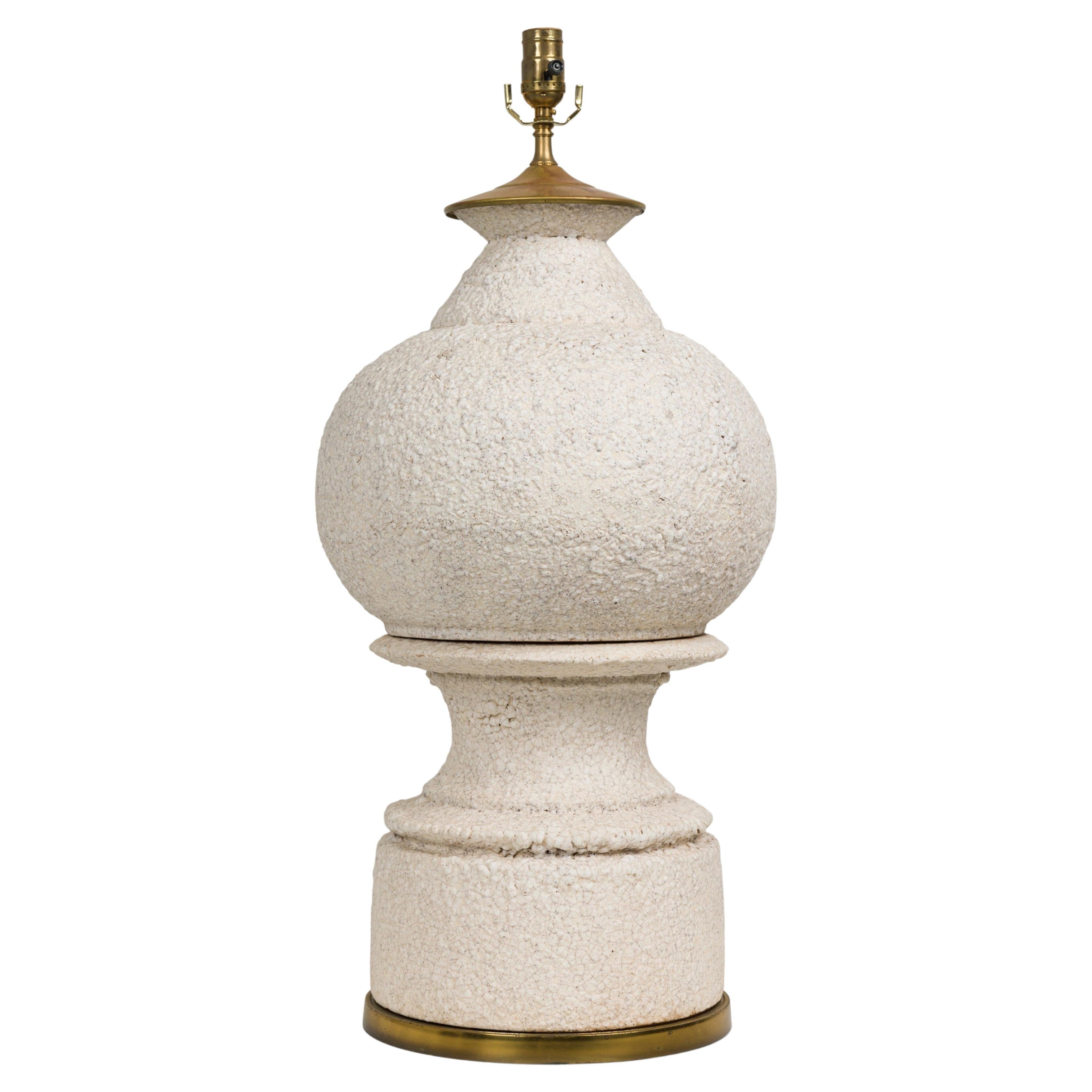 Stiffel Midcentury American Ceramic White Lava Glaze Table Lamp For Sale