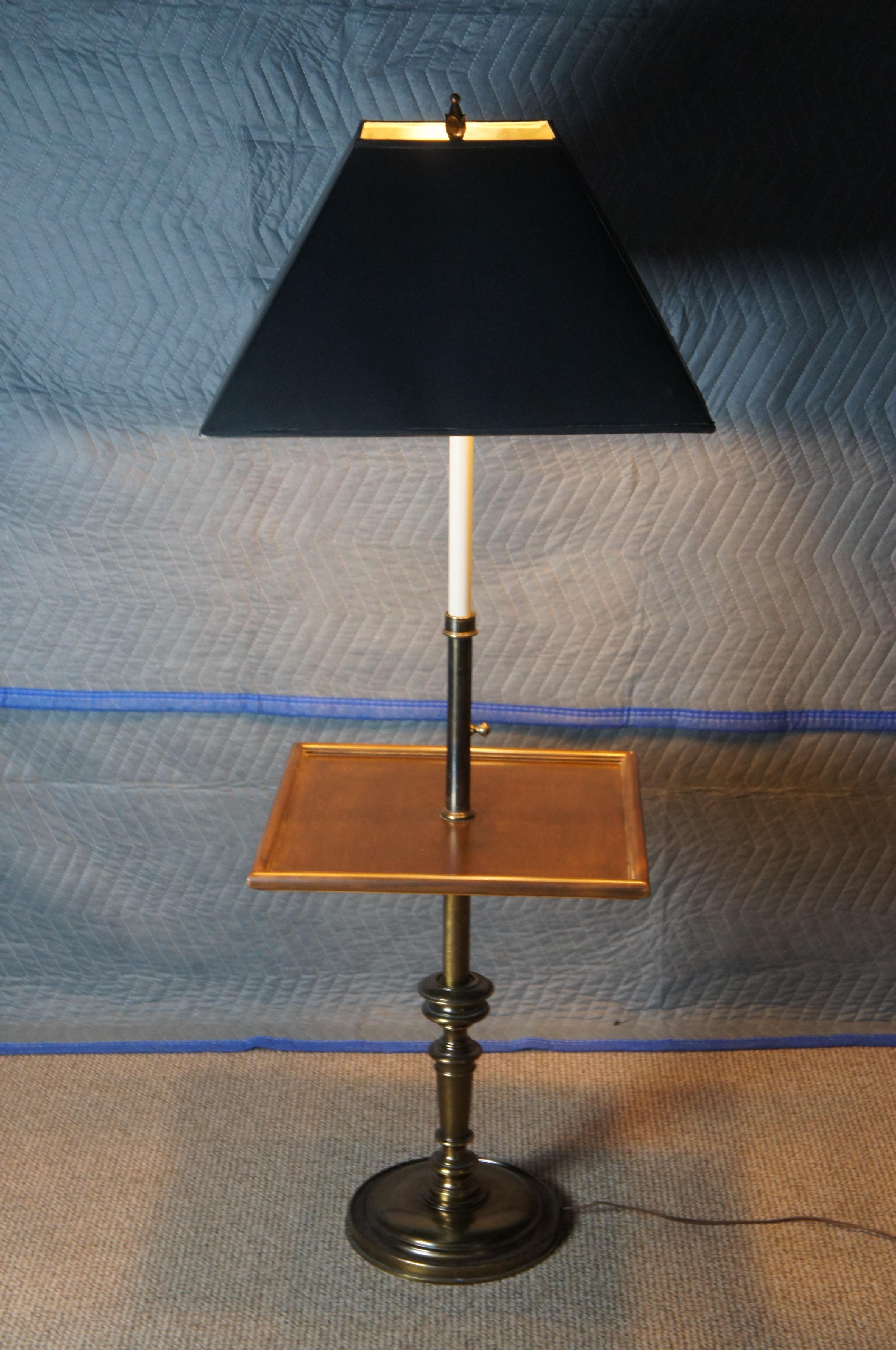 Stiffel Mid Century Brass Candlestick Wood Floor Side Table Lamp 52