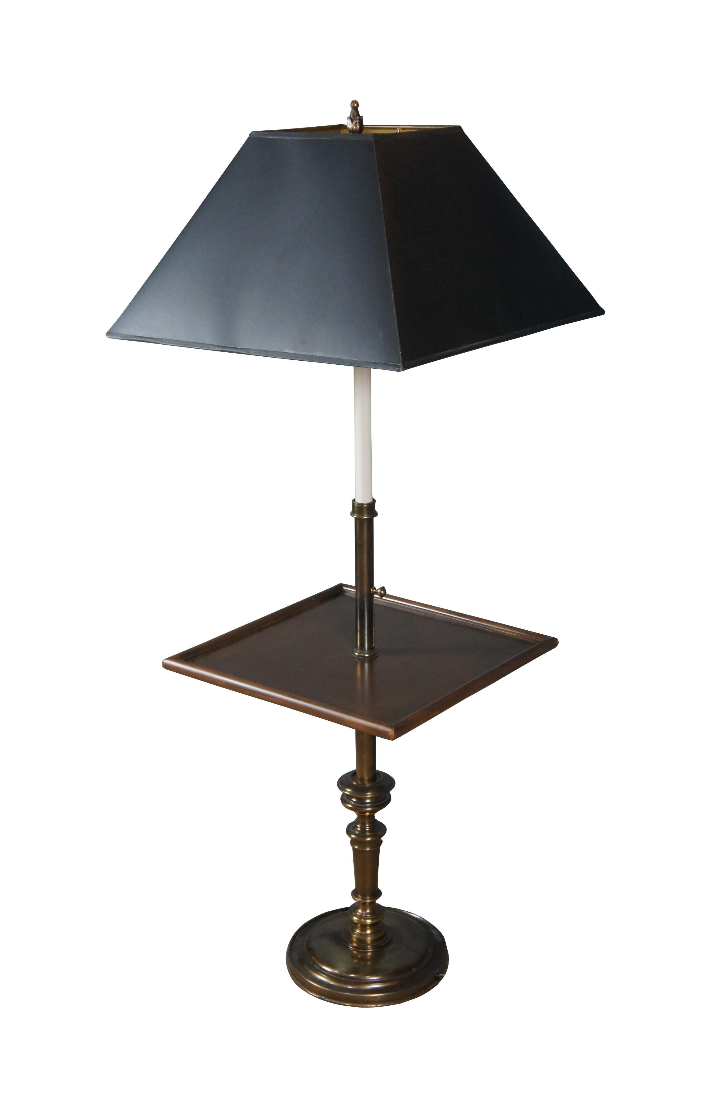 Mid-Century Modern Stiffel Mid Century Brass Candlestick Wood Floor Side Table Lamp 52