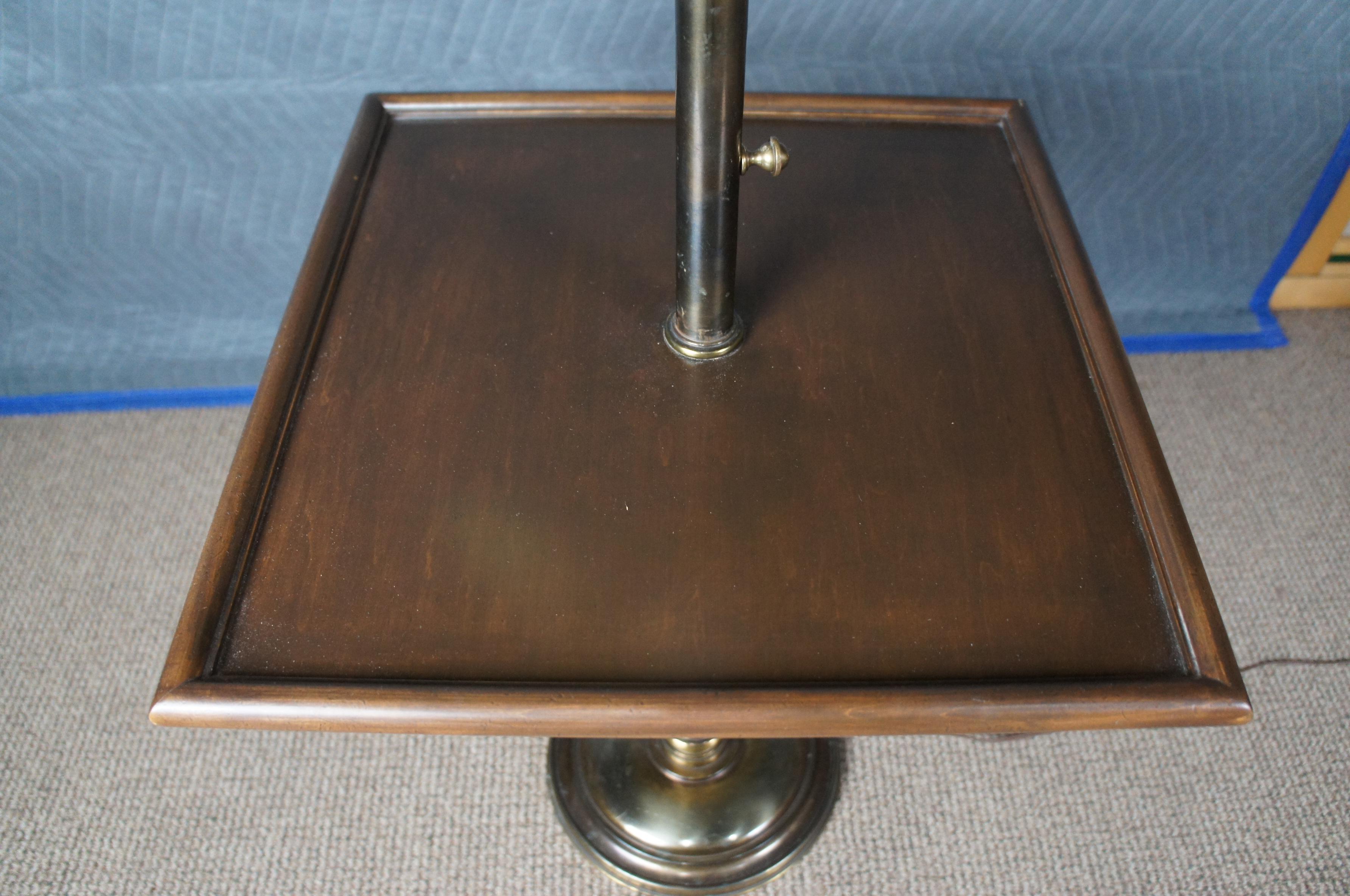 20th Century Stiffel Mid Century Brass Wood Candlestick Floor Side Table Lamp 52