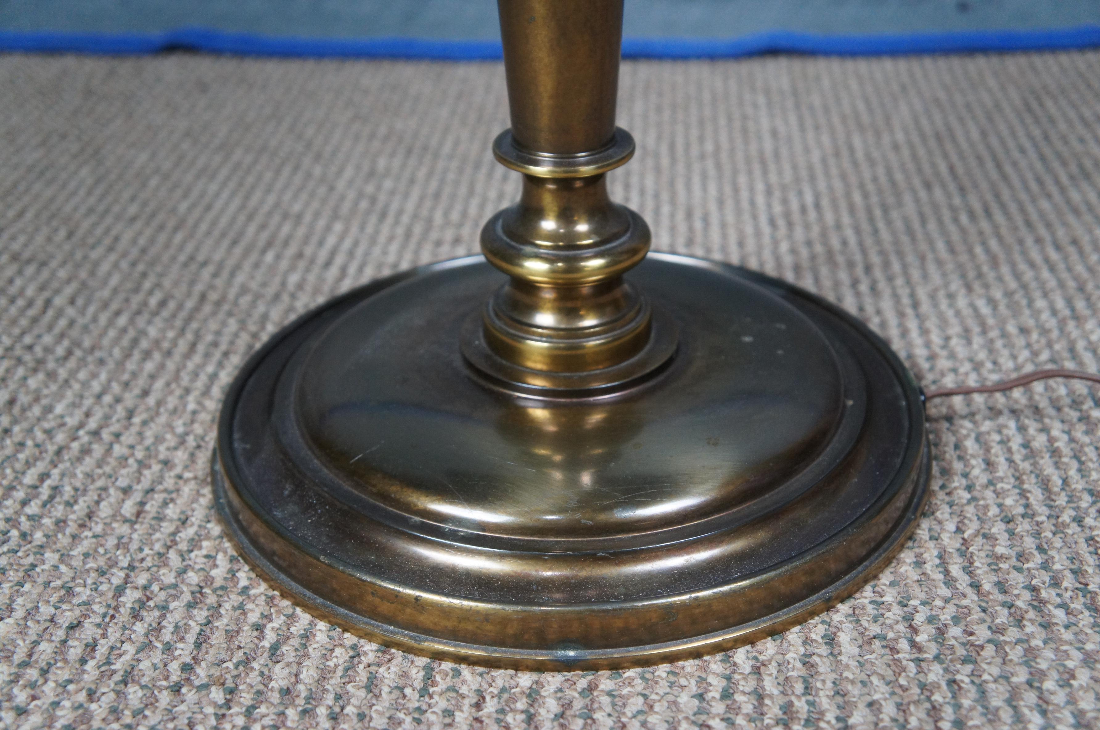 Stiffel Mid Century Brass Wood Candlestick Floor Side Table Lamp 52