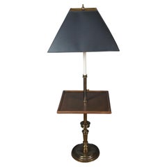 Stiffel Mid Century Brass Wood Candlestick Floor Side Table Lamp 52"