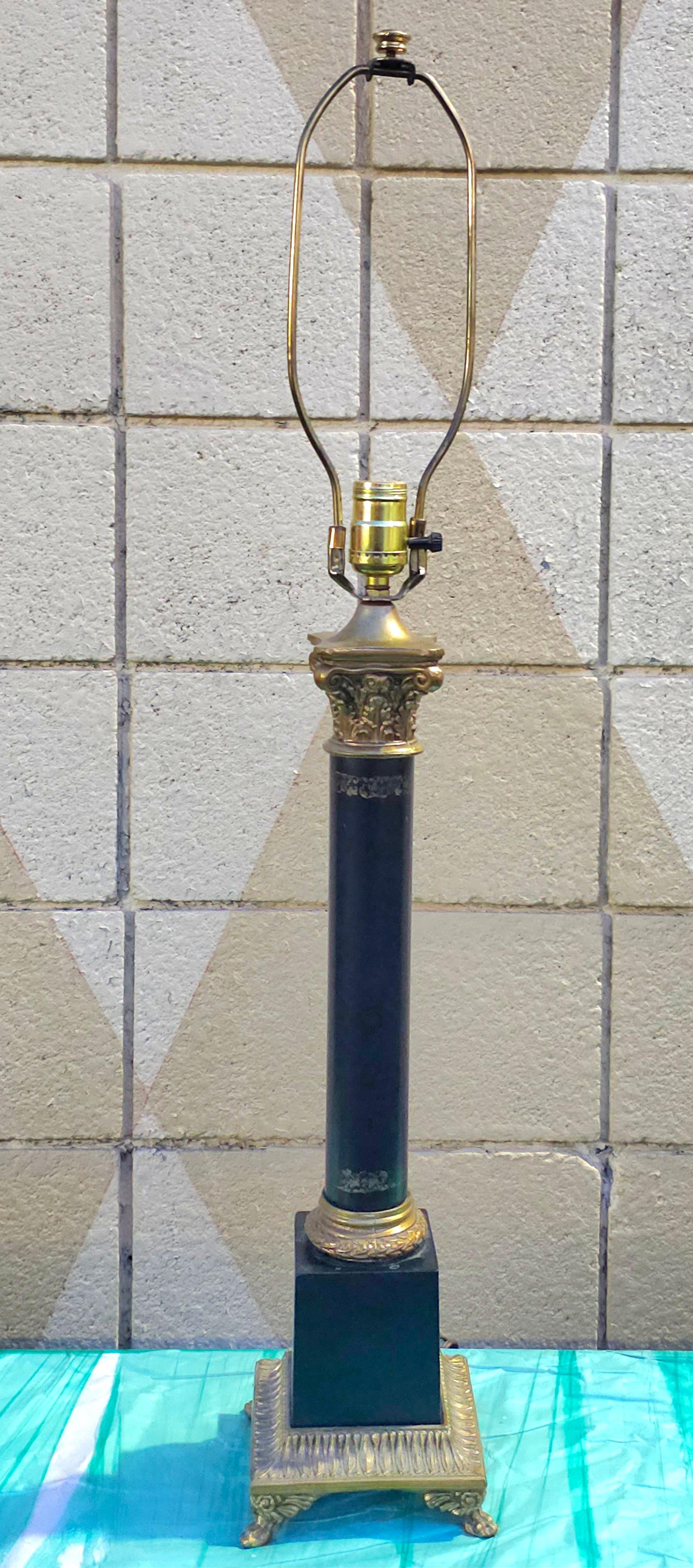 Brass Stiffel Mid-Century Greek Corinthian Column Table Lamp For Sale