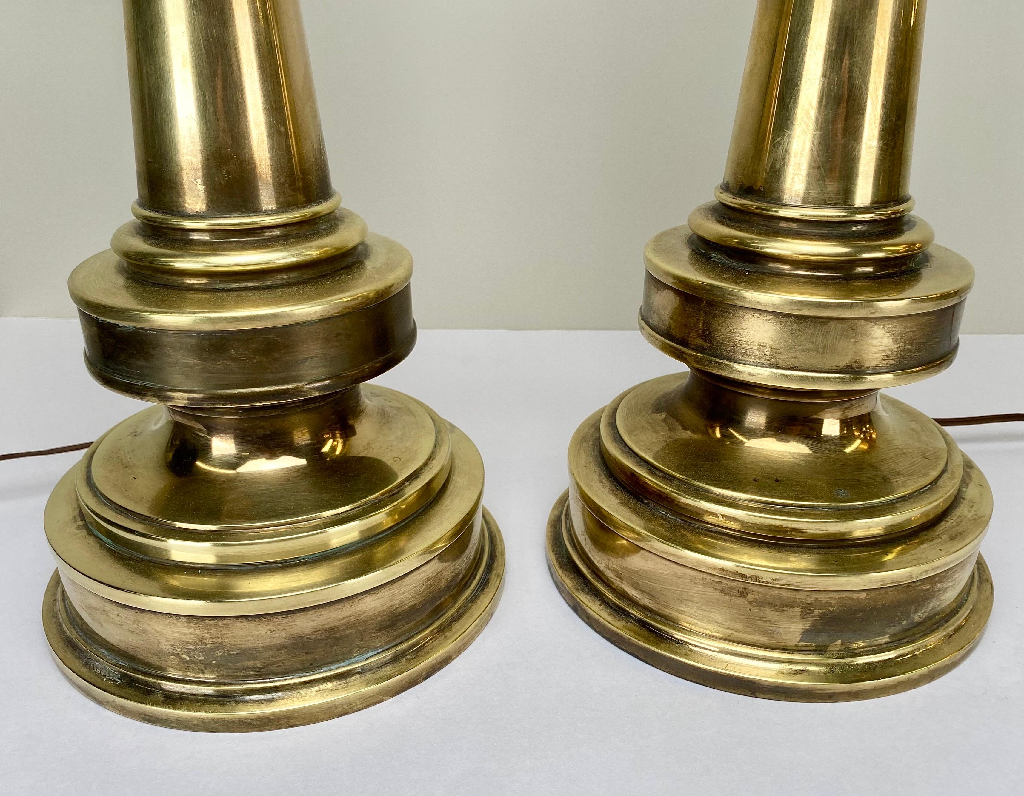 Stiffel Mid-Century Modern Brass Baluster Style Table Lamp, a Pair  For Sale 10