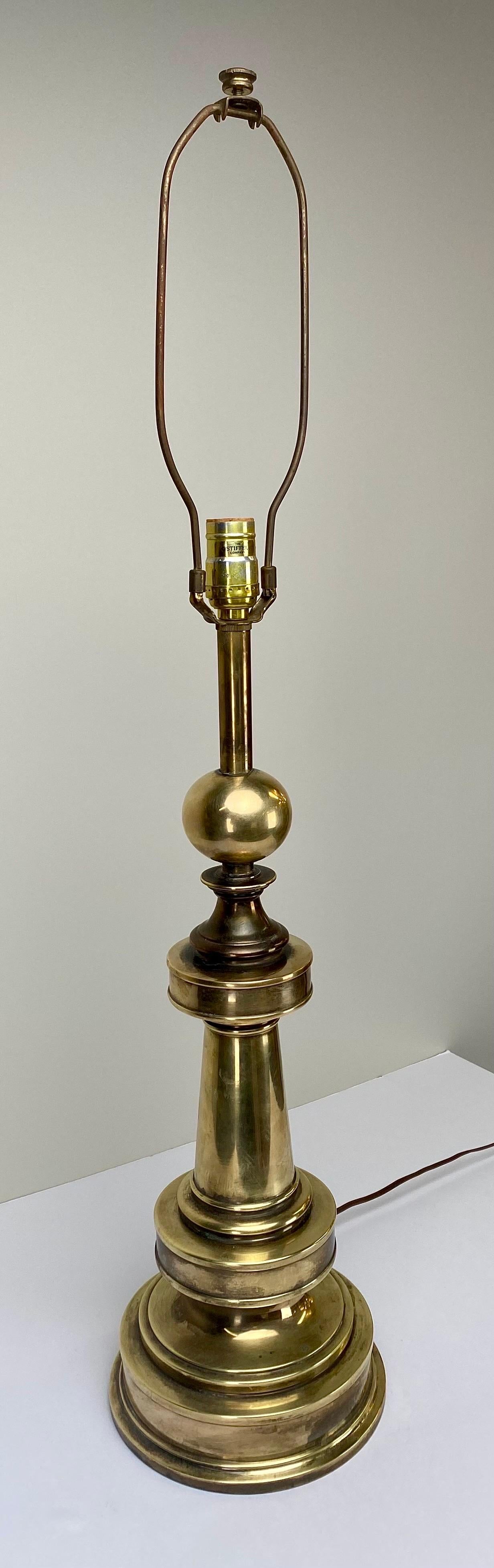 Stiffel Mid-Century Modern Brass Baluster Style Table Lamp, a Pair  For Sale 4