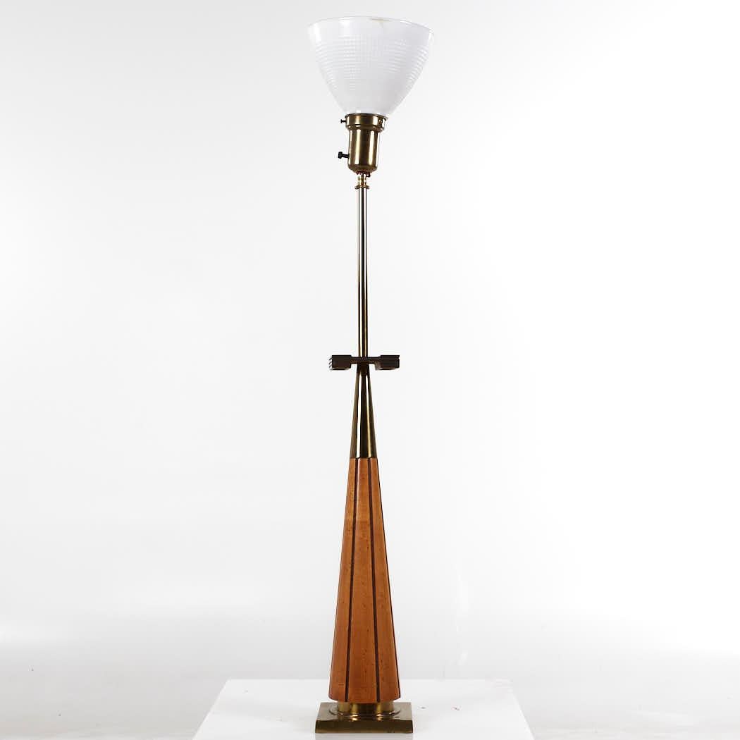 American Stiffel Mid Century Walnut and Brass Lamps - Pair For Sale