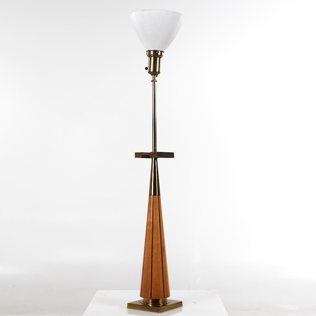 Late 20th Century Stiffel Mid Century Walnut and Brass Lamps - Pair For Sale