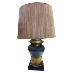 Lampade da tavolo Stiffel del Medioevo in porcellana blu e ottone con paralumi vintage