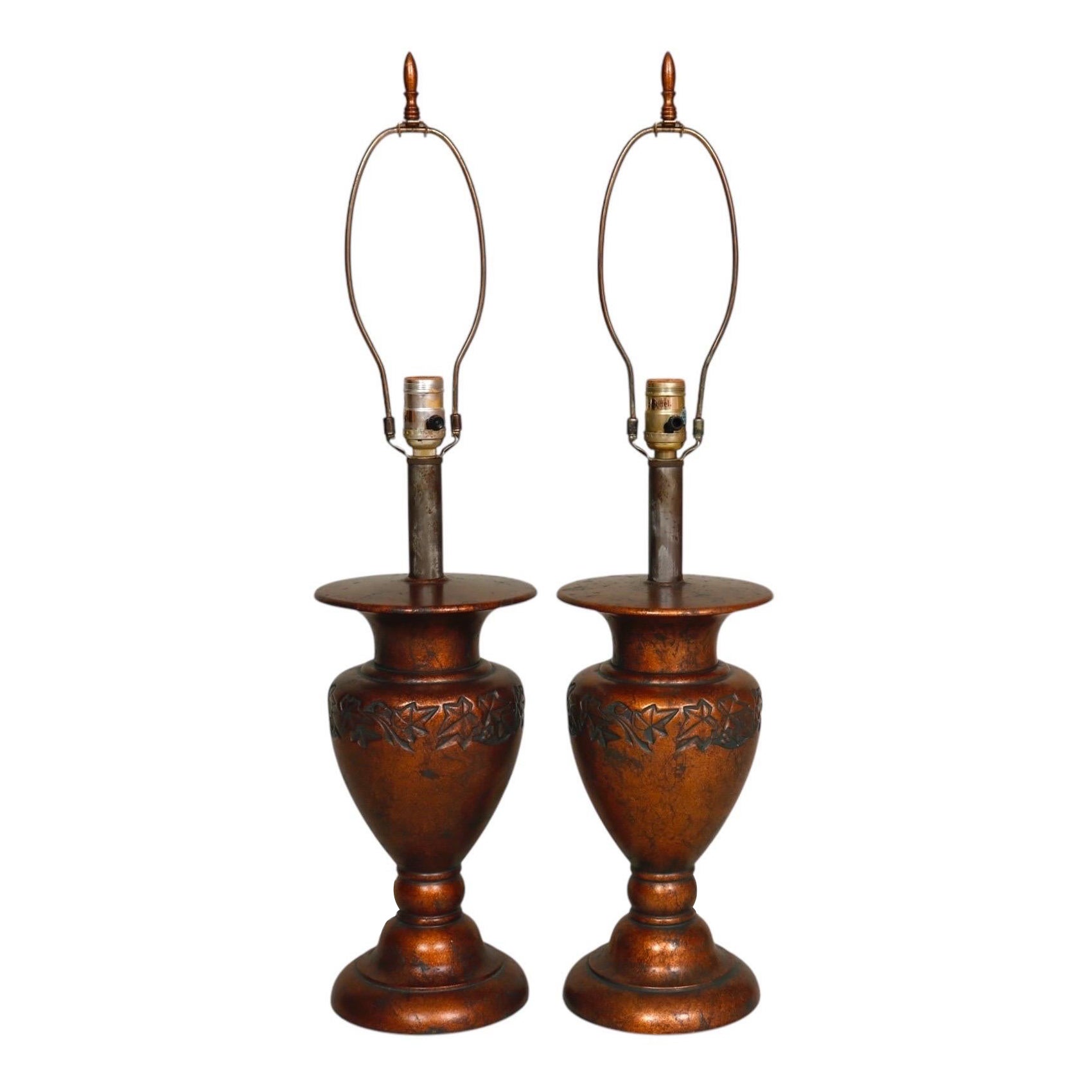 Stiffel Neoclassical Coppertone Table Lamps, a Pair