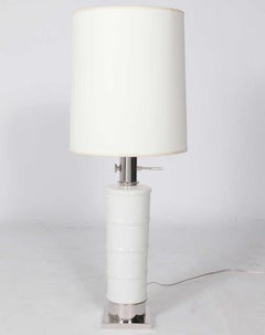 Stiffel Nickel and White Ceramic Table Lamps