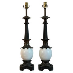 Used Stiffel Ostrich Egg Table Lamps