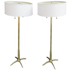 Vintage Stiffel Pair of Brass Floor Lamps