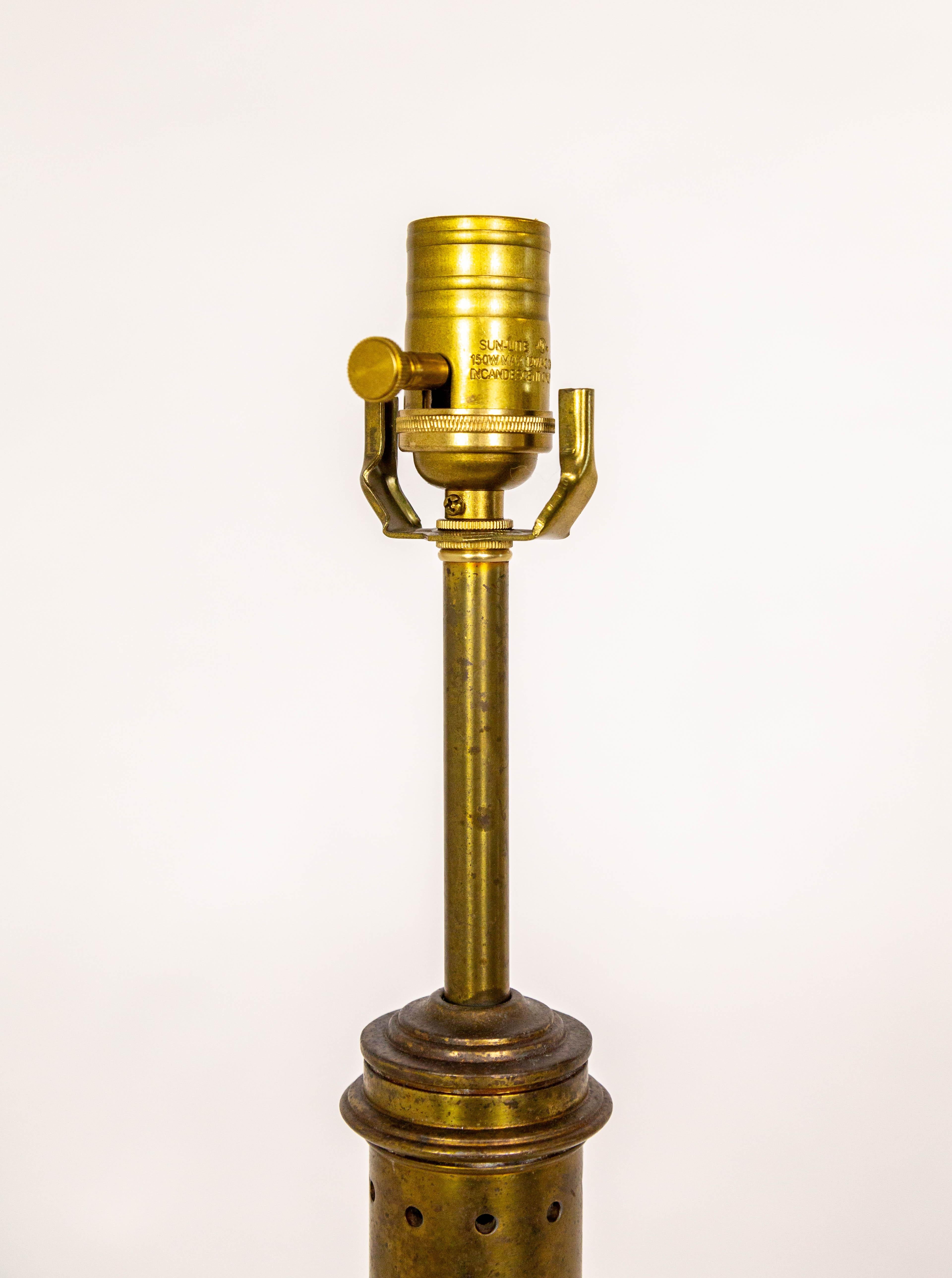 Stiffel Rustic Patinated Brass Table Lamp For Sale 5