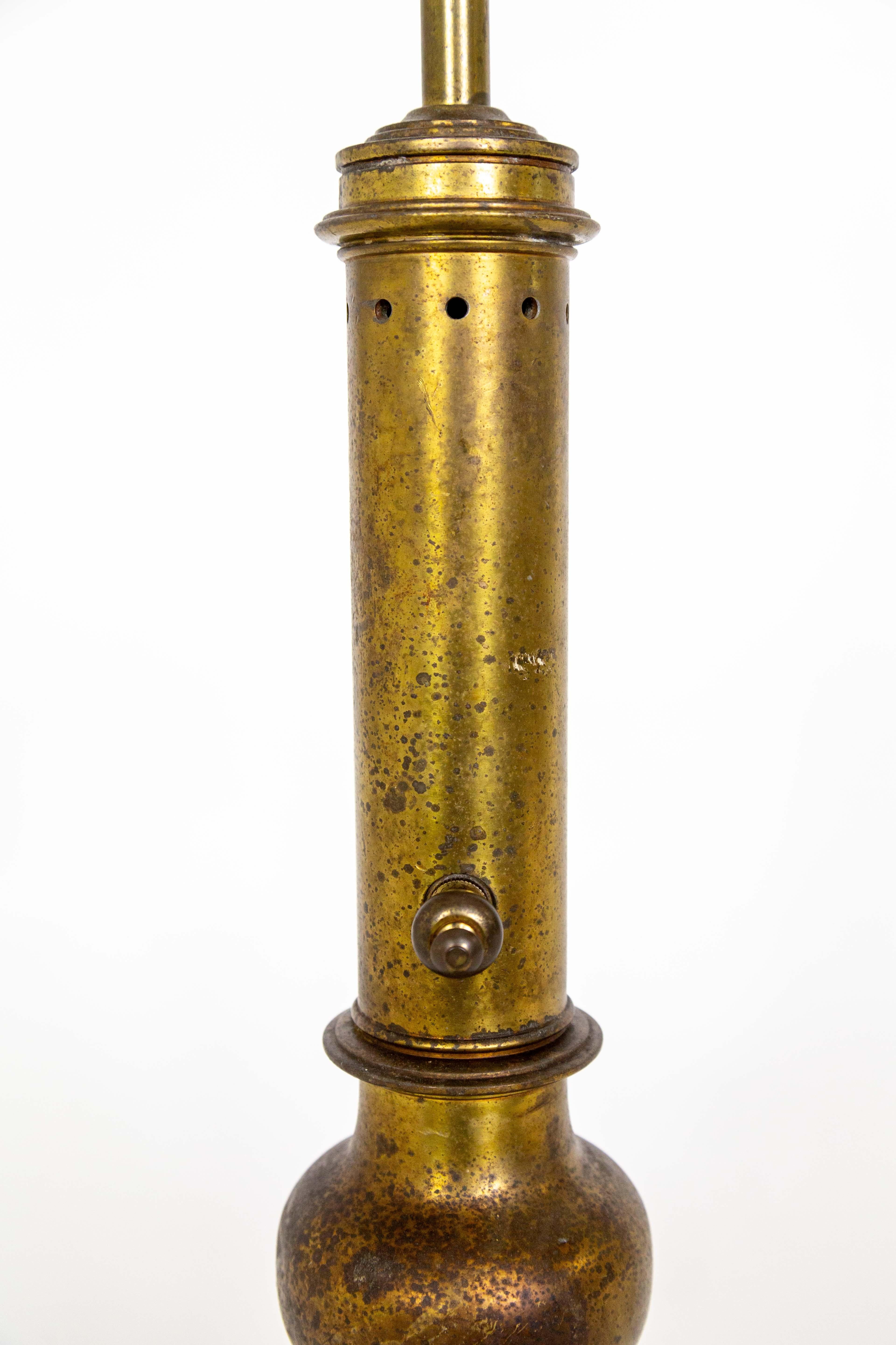 Metal Stiffel Rustic Patinated Brass Table Lamp For Sale