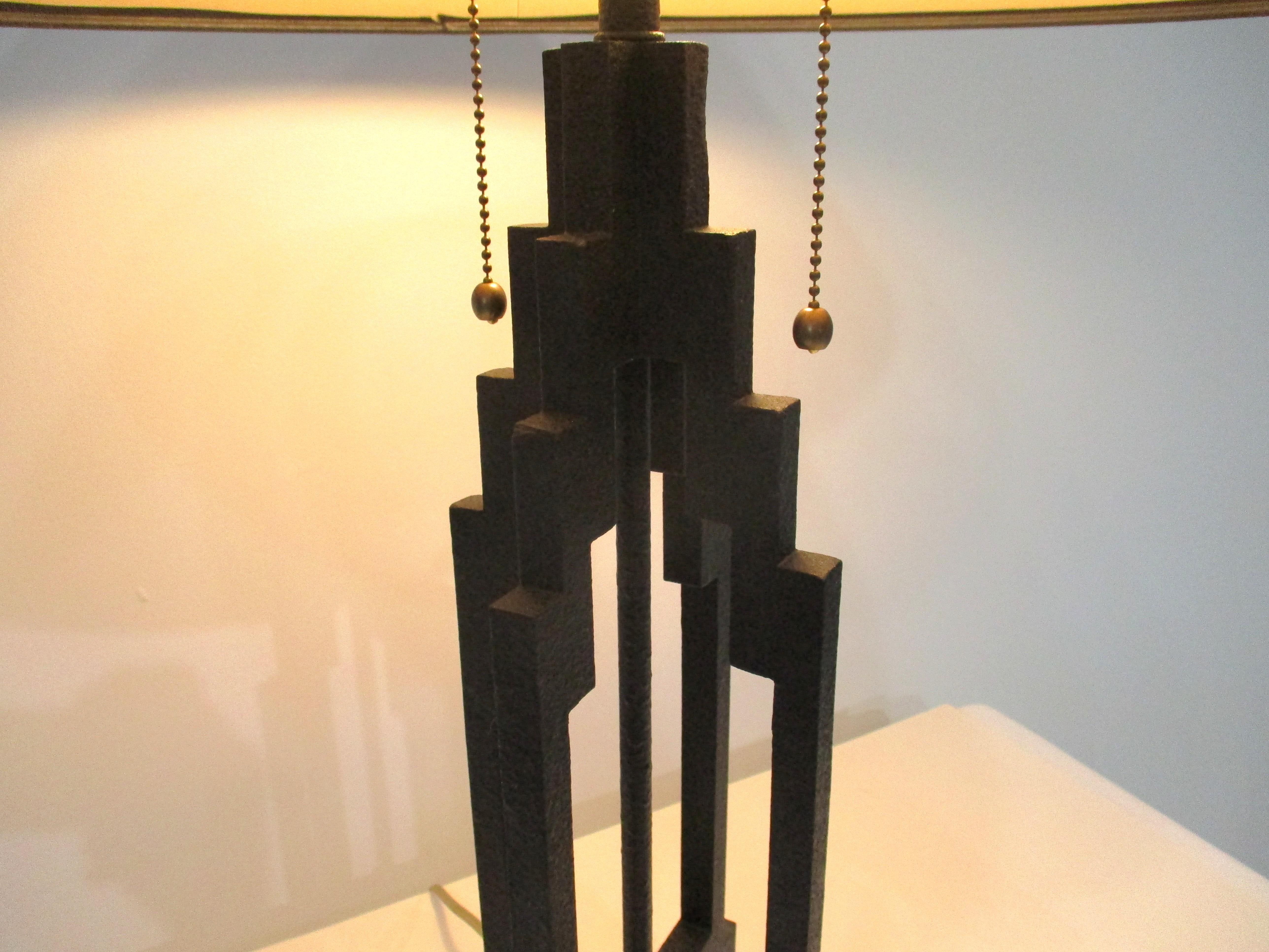 American Stiffel Skyscraper Iron Table Lamp For Sale