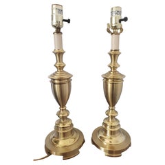 Stiffel Solid Brass Trophy Table Lamps, a Pair 