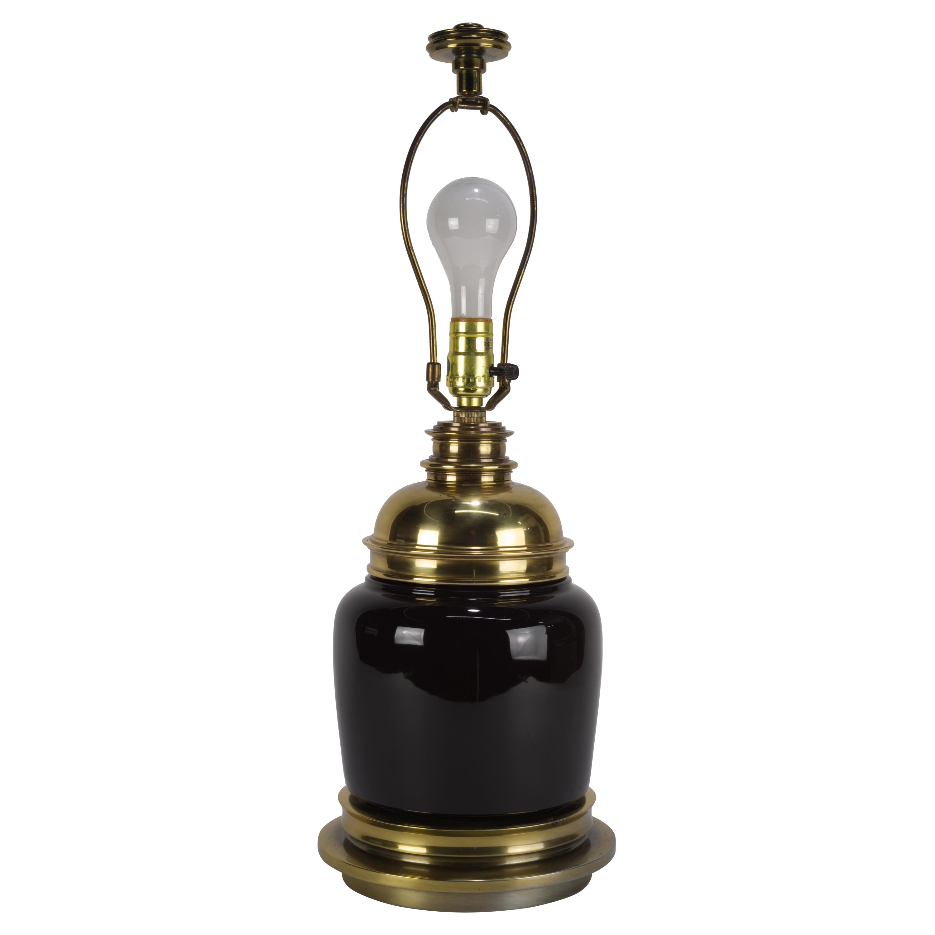 Lampe de table Stiffel, céramique noire et laiton, années 1940
