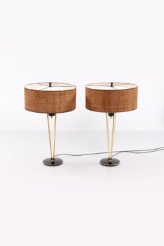 Ensemble de lampes de bureau Stiffel rare avec abat-jour d'origine, 1950, États-Unis.