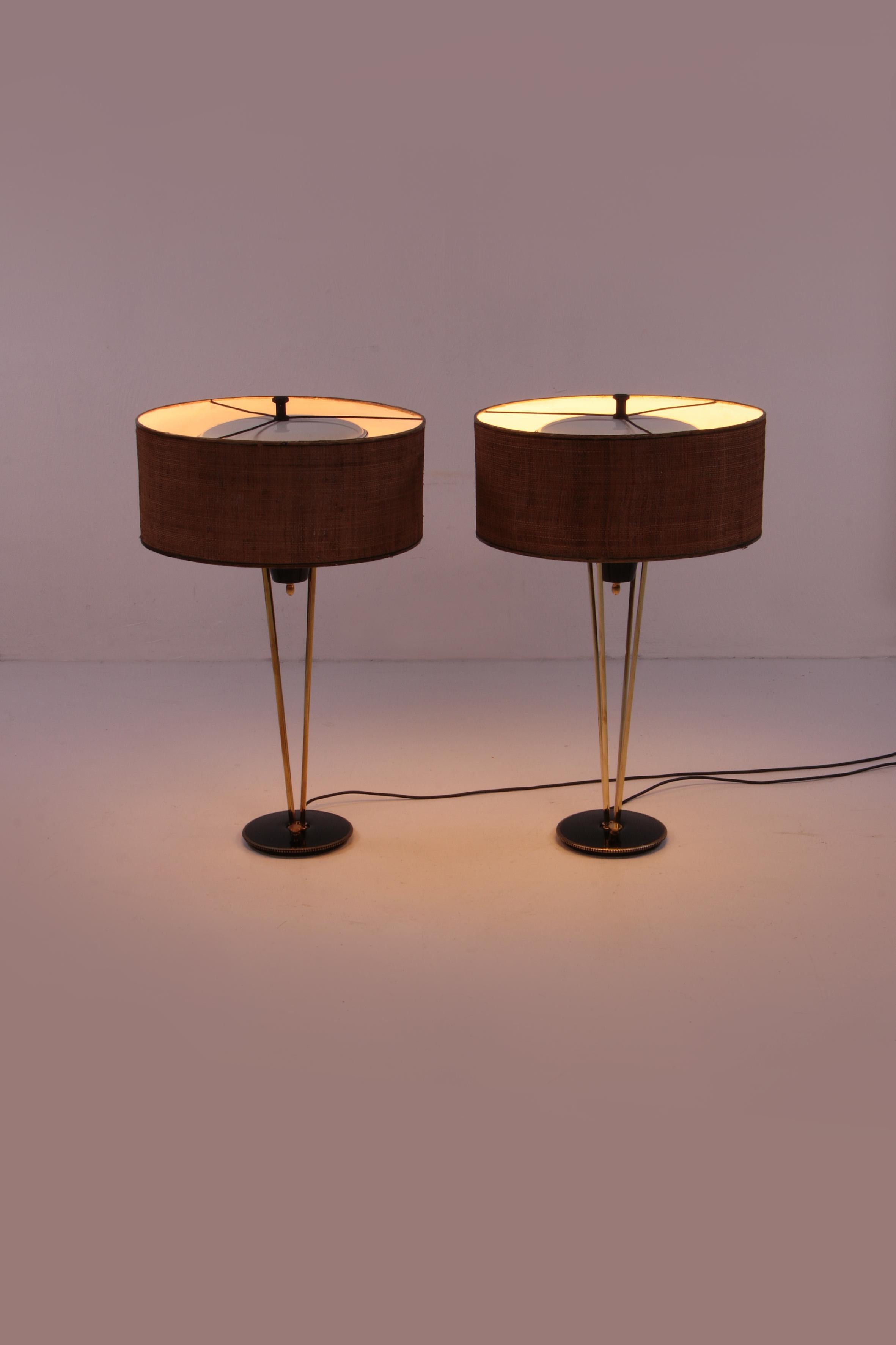 Art Deco Stiffel Table lamps set Rare with original shade, 1950 USA.