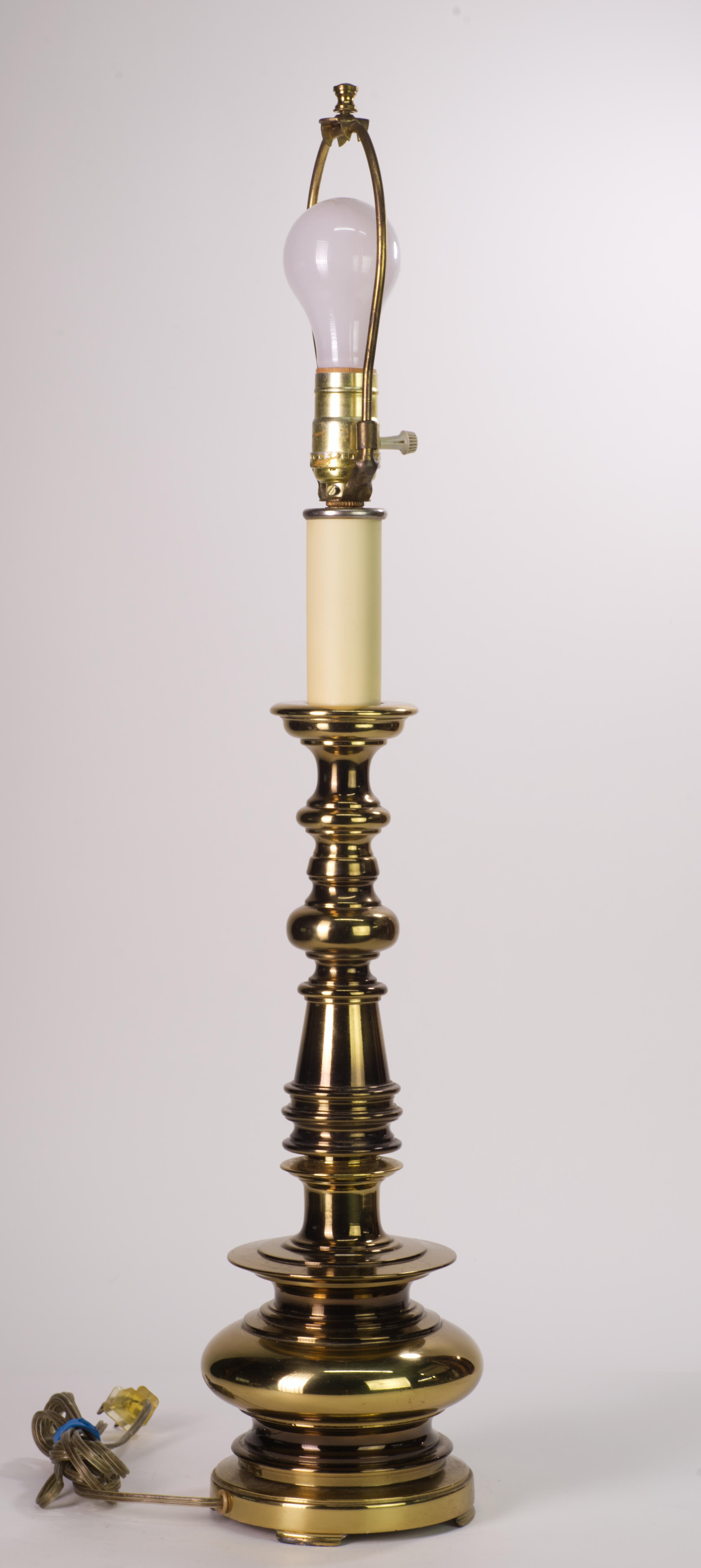 Hollywood Regency Stiffel Tall Sculptural Brass Table Lamp For Sale
