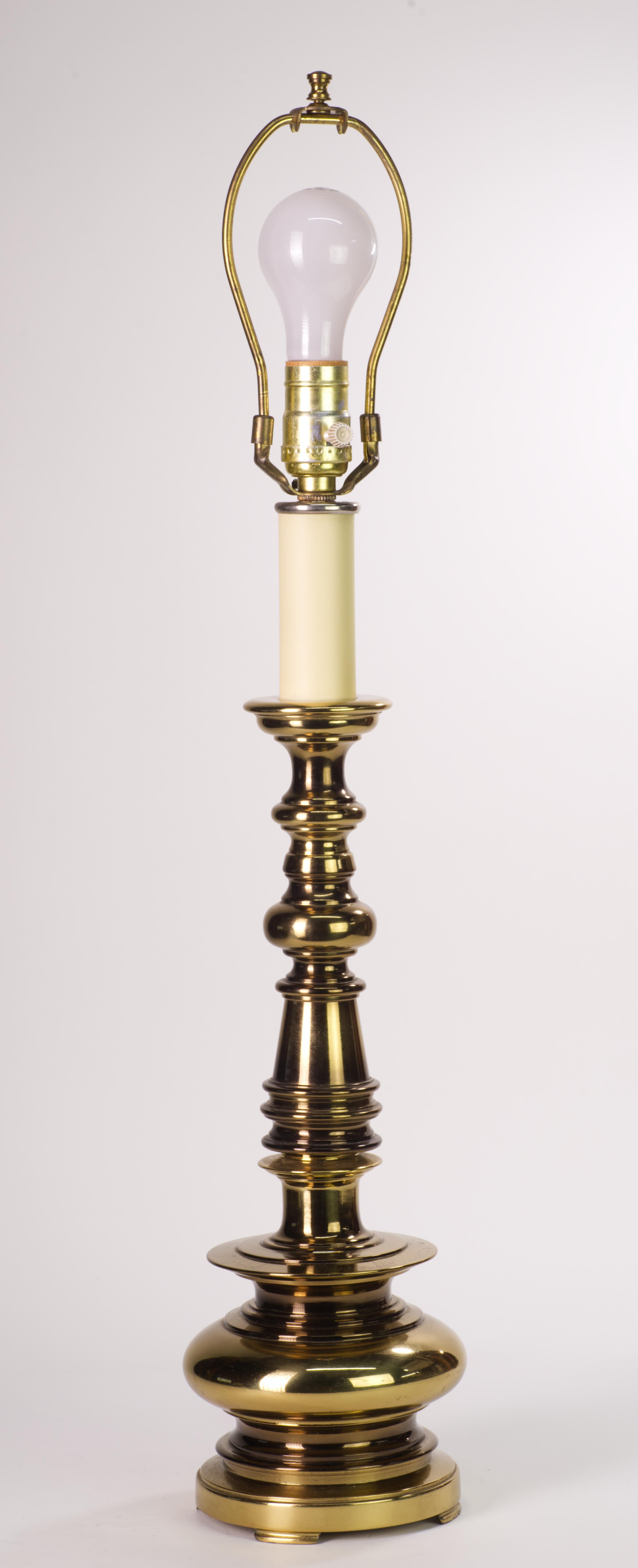 American Stiffel Tall Sculptural Brass Table Lamp For Sale
