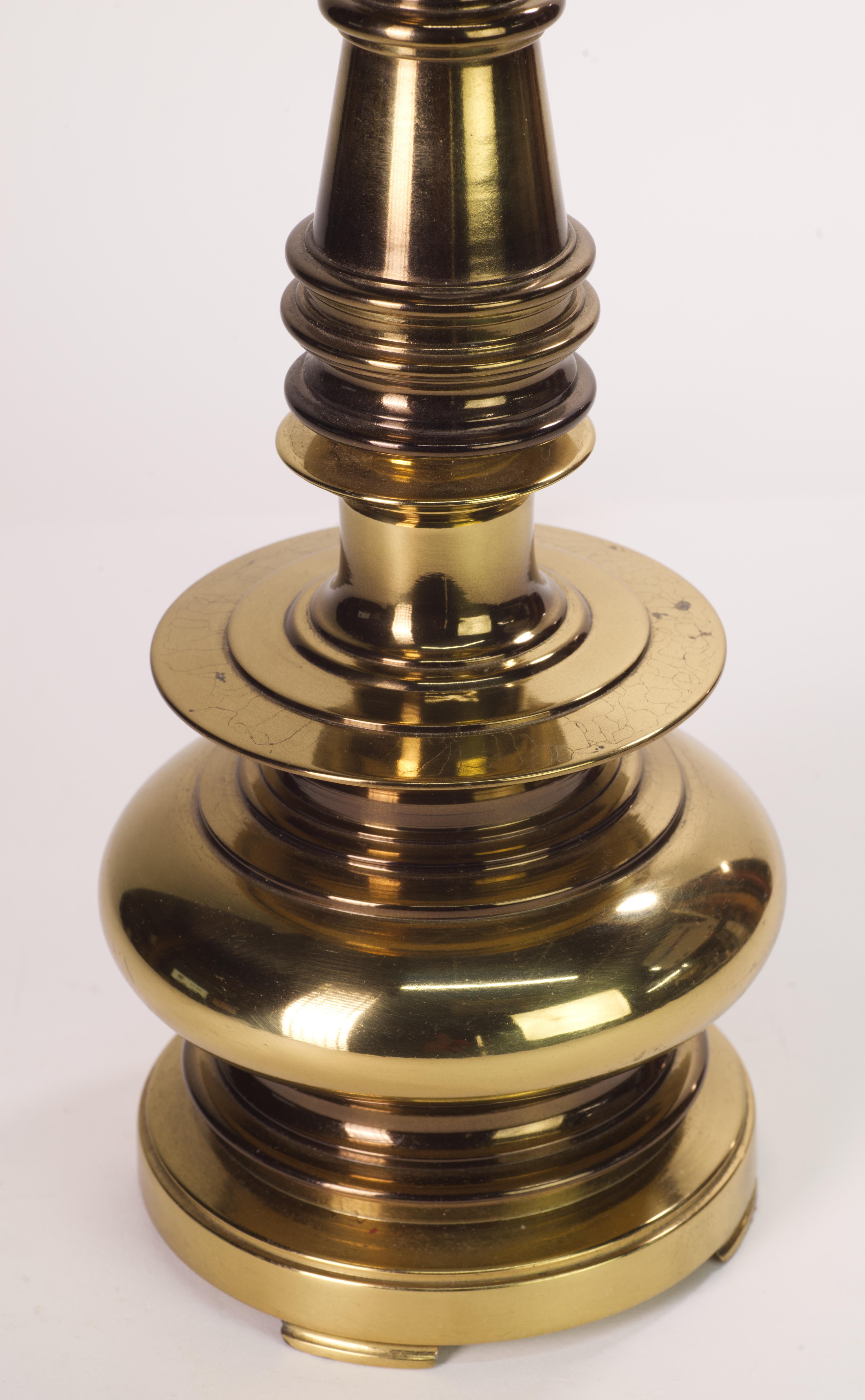 20th Century Stiffel Tall Sculptural Brass Table Lamp For Sale